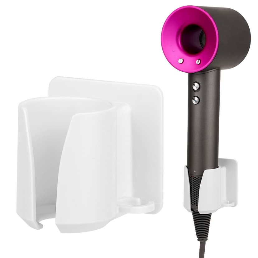 ReignSword Hair Dryer Wall Mount Holder, Plastic Bathroom Organizer Rack Compatible with Dyson Supersonic HD17, Blow Dryer Storage Stand with Inner 1.54" Diameter (White)