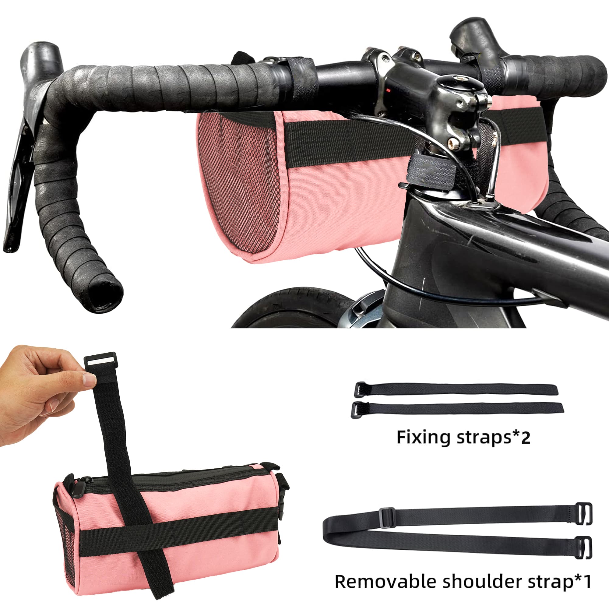 RidingRush Bike Handlebar Bag for Bicycle, Nylon Cycling Front Bag with Side Pockets and Elastic Cord, Compact Storage Pouch for Commuting, Travel and Daily Riding - 5