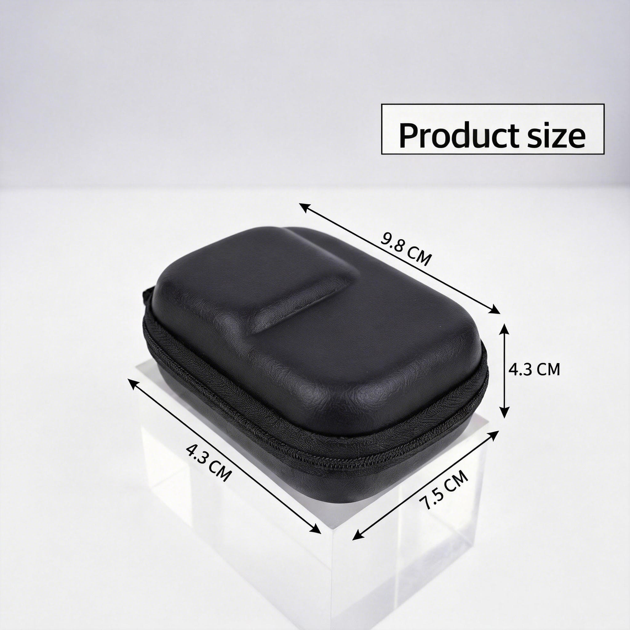 RidingRush Hard Carrying Case Compatible with DJI Osmo Action 5 Pro/4/3, PU Hard Shell Protective Camera Case for Bare Camera or Silicone Cover, Pocket Travel Case with Carabiner & Lens Cover, Black - 4