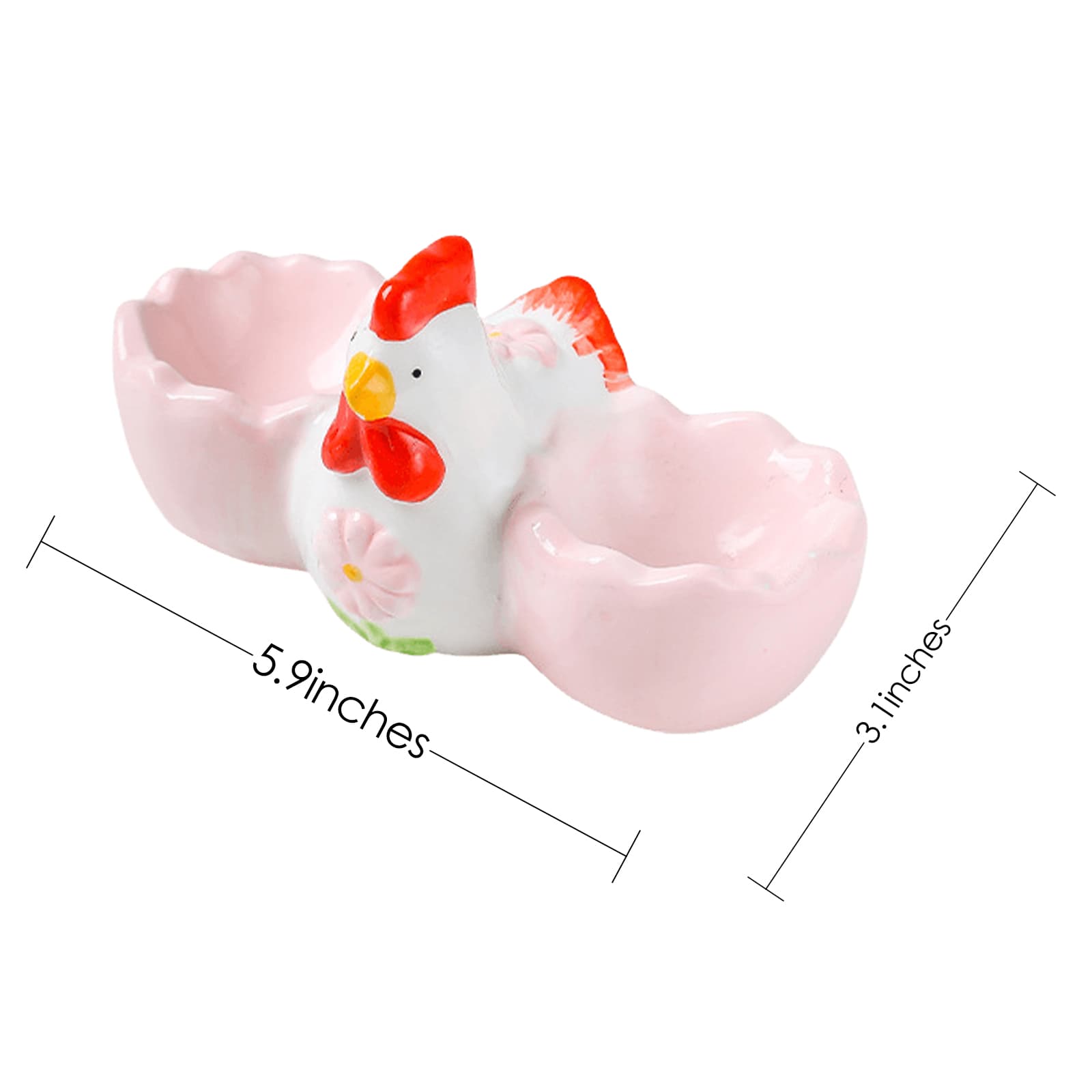 JANKOW 2-Compartment Ceramic Egg Tray - Creative High-End Western Dining Serving Tray for Breakfast, Egg Display Plate, Ceramic Art Piece (1 Pcs) - 1