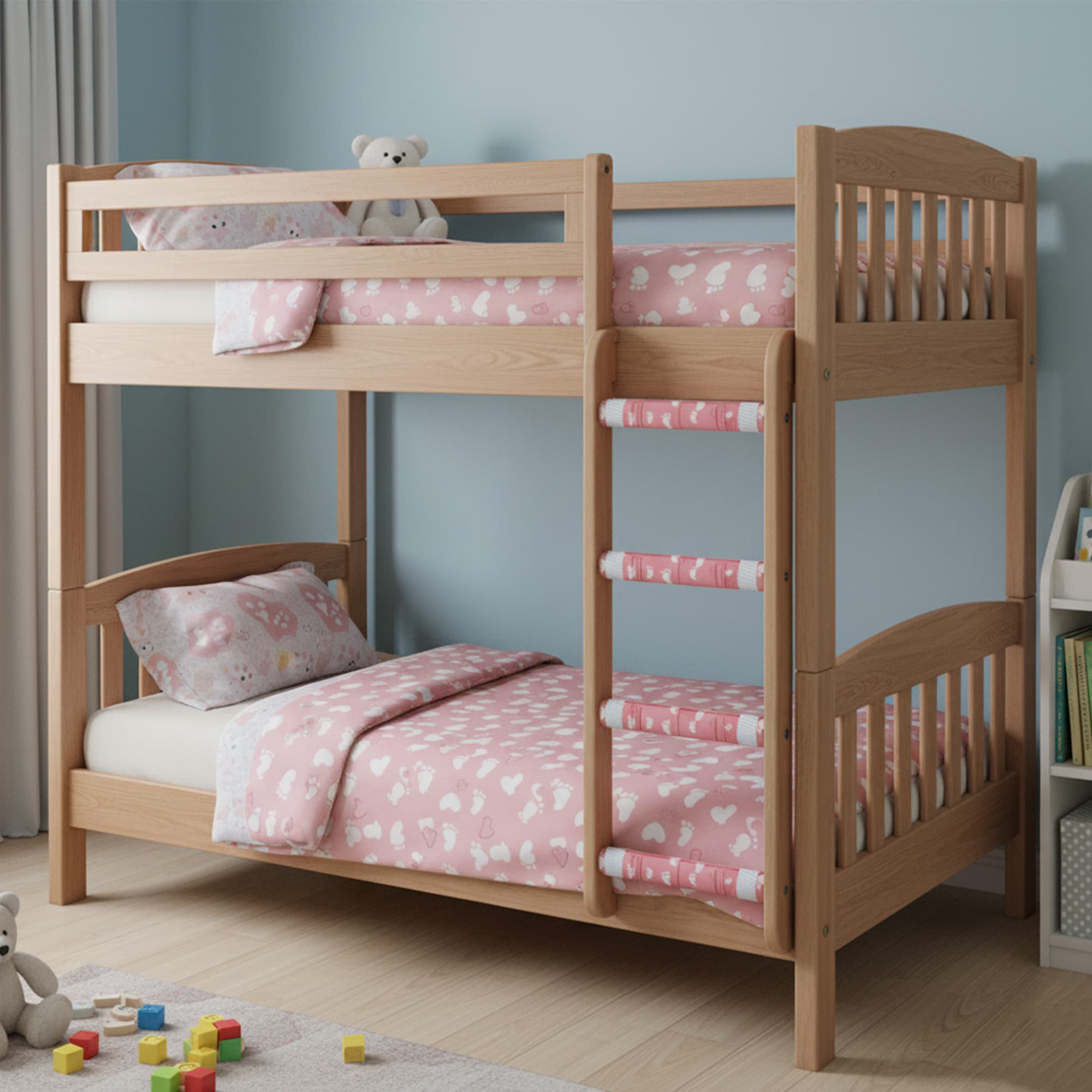 4Pcs Bunk Bed Ladder Pads, 30 x 25cm Bunk Ladder Cover with 8 Adjustable Straps, Comfortable Step Pads for Loft Bed, Suitable for Safe and Comfortable Climbing, Pink Foot - 6