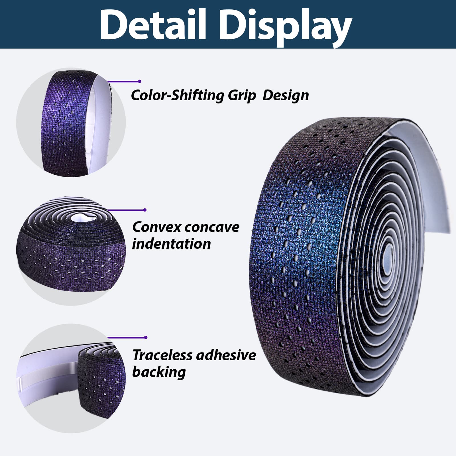 RidingRush Bicycle Handlebar Tape, EVA Bike Bar Tape with Textured Grip, Gradient Handlebar Wrap for Road & Gravel Bikes, Comfortable Shock-Reducing Grip Tape - 5