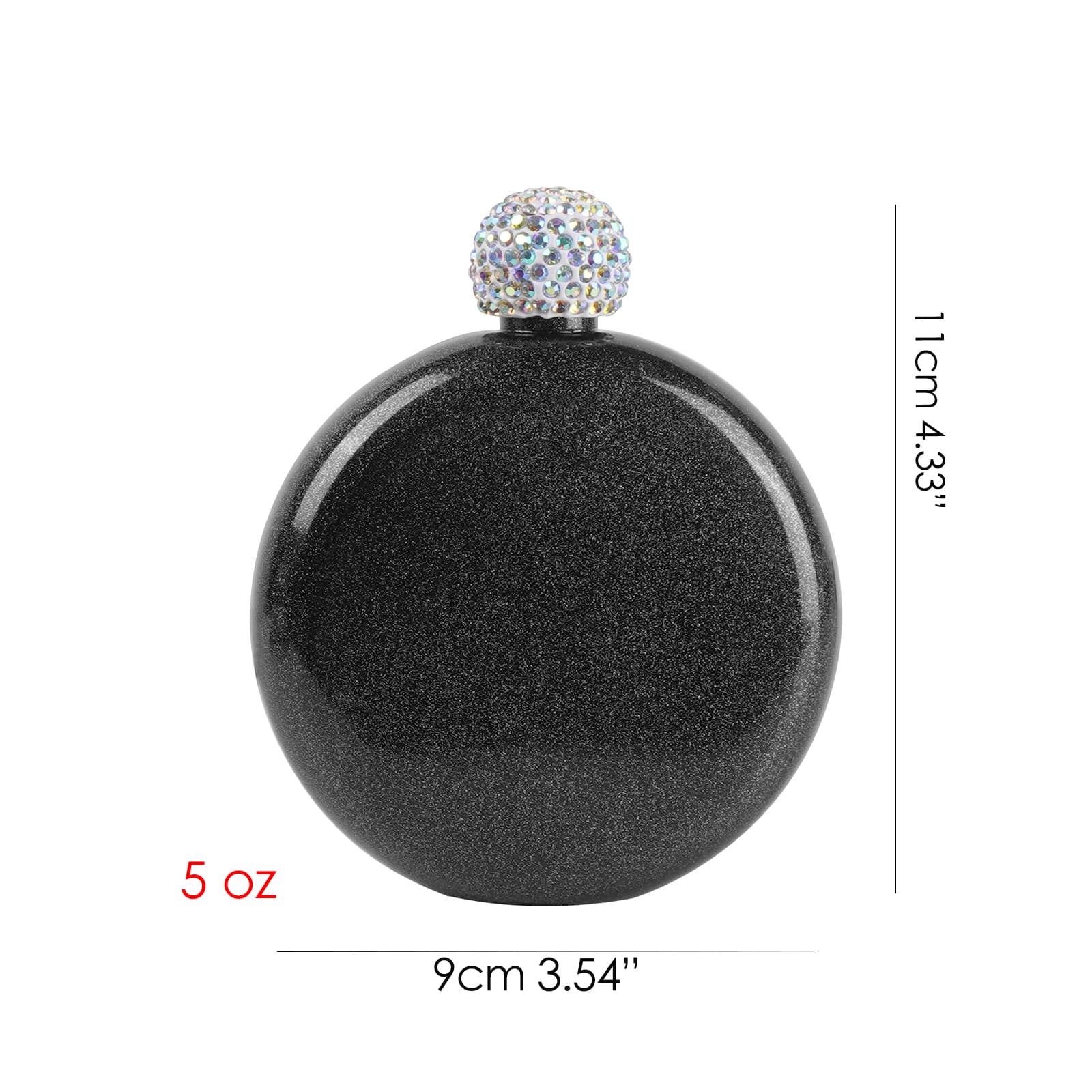 CAIRIAC Cute Flask for Women, 5Oz 304 Stainless Steel Flask for Whiskey Liquor, Coating Liquor Flasks with Rhinestone Lid and Funnels, for Women Girls Wedding Birthday Gift (Black) - 1