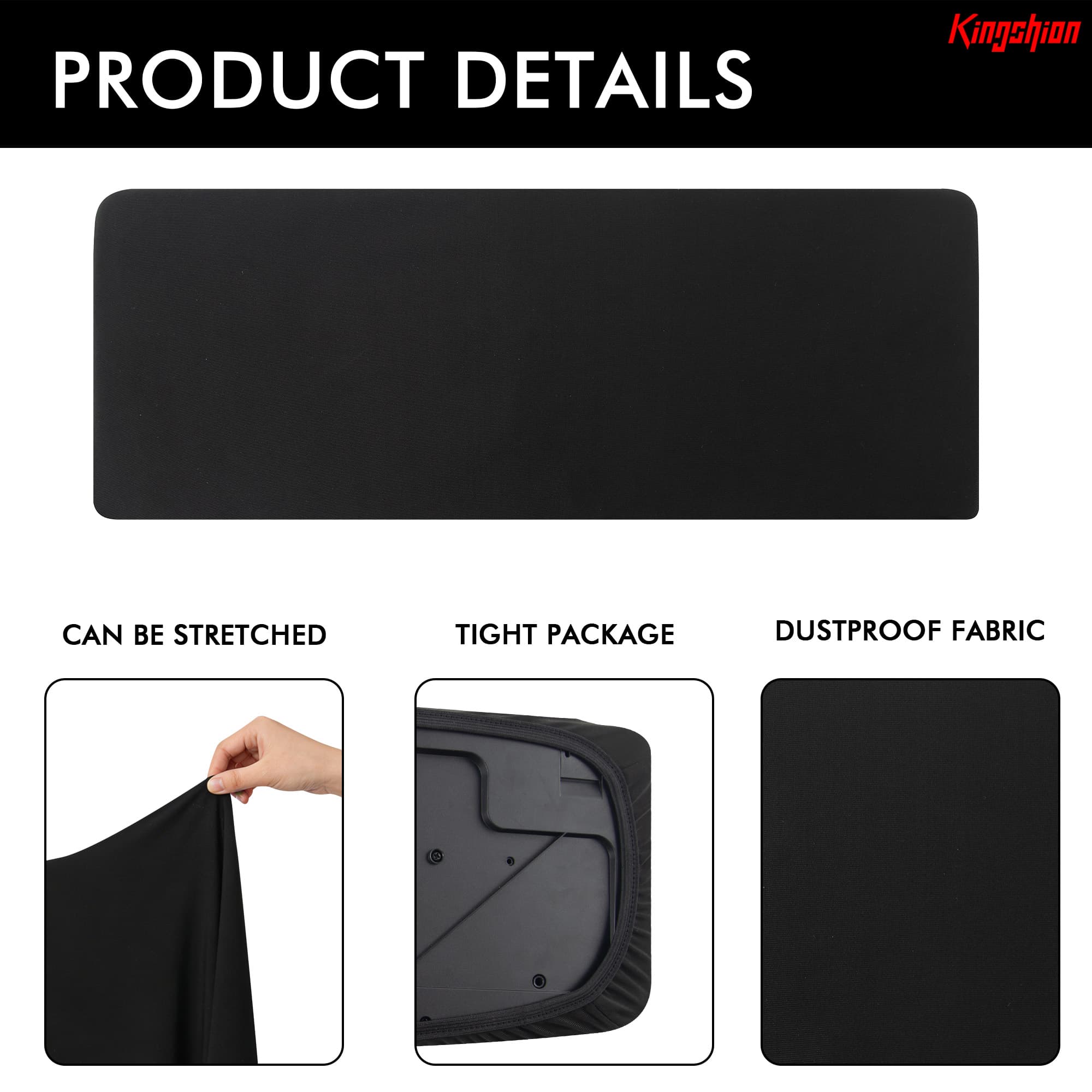 2-Pack Keyboard Dust Cover for 104/108 Full-Size Keyboards - Black Lycra Fabric, Stretchy & Soft - 2