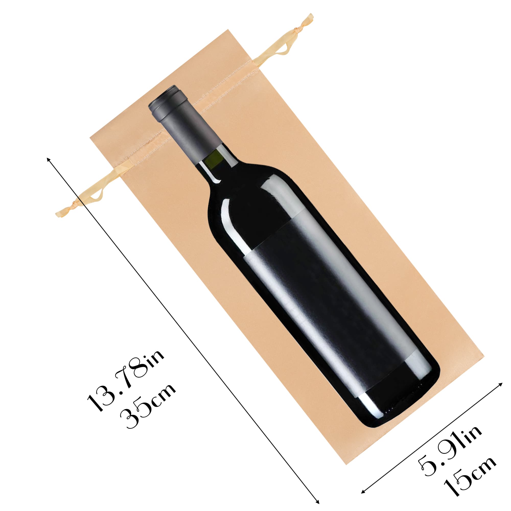 JANKINGS Wine Bottle Gift Bag, Reusable Silk Wine Gift Bags with Drawstrings, Champagne Bags Carrier for Birthday, Wedding, Party (12Pcs Golden) - 1