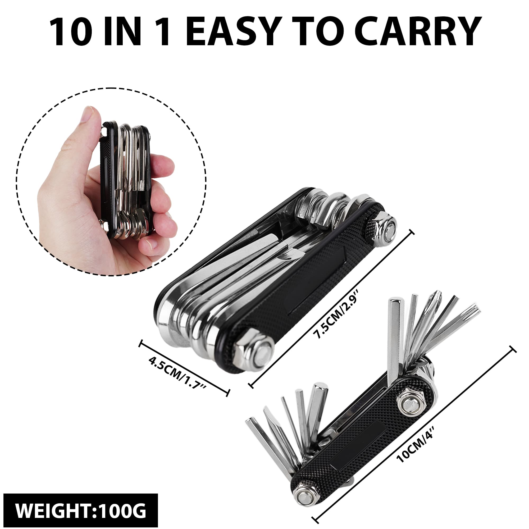 RidingRush Bike Multi Tool Kit – 16-in-1 Compact Bicycle Repair Tool for MTB & Road, Portable Cycling Maintenance Set with Hex Keys, Screwdrivers & Spoke Tools - 2