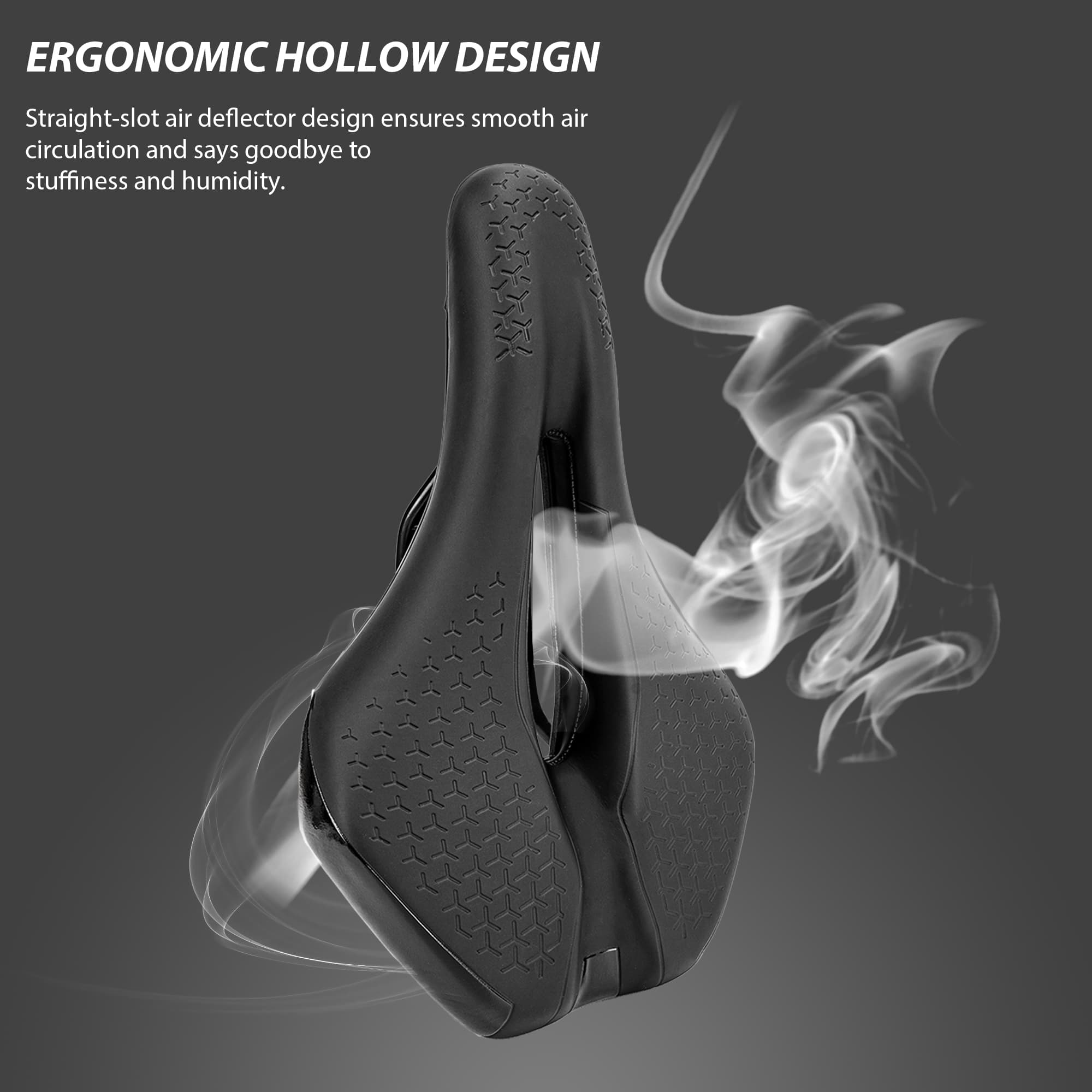 RidingRush Mountain Bike Seat, Comfortable Bicycle Saddle for Men & Women, Ergonomic Hollow MTB Bike Seat with Padding, Shock Absorbing Road Bike Saddle, Compatible with E-Bike & Hybrid - 2