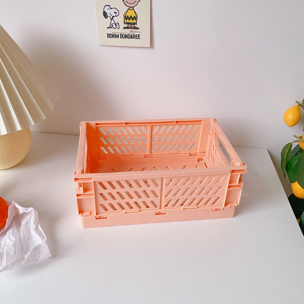 JANKOW Drawer Organizers, Plastic Foldable Baskets, Collapsible Stacking Storage Bins, Plastic Crates for Storage, and Organizing with Crate Bin, Office, (2 packs ) - 3