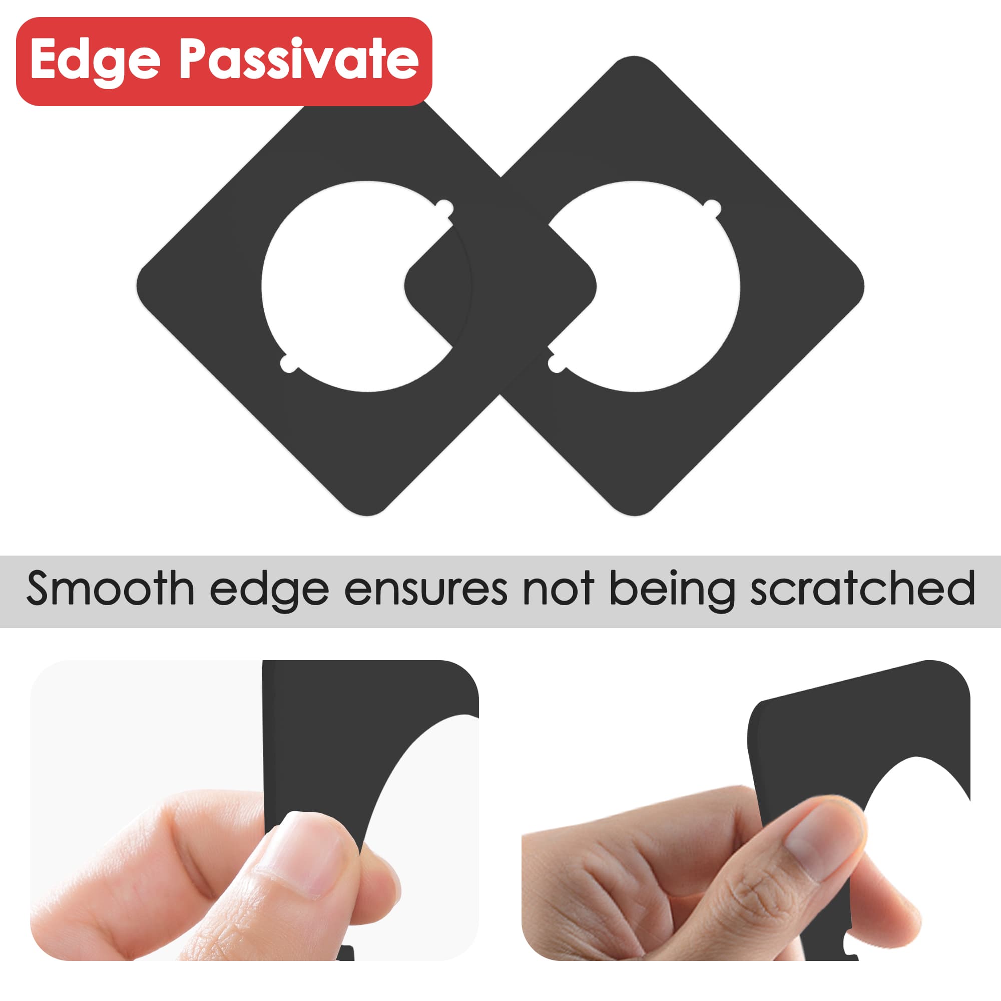 ReignSword Square Door Knob Plates, 2 Pcs No Drilling Door Lock Spacer Shim Backplate, Hardened Steel Reinforcement & Scar Plates for Standard Door Knob/Lever Lock/Deadbolt (Black) - 4