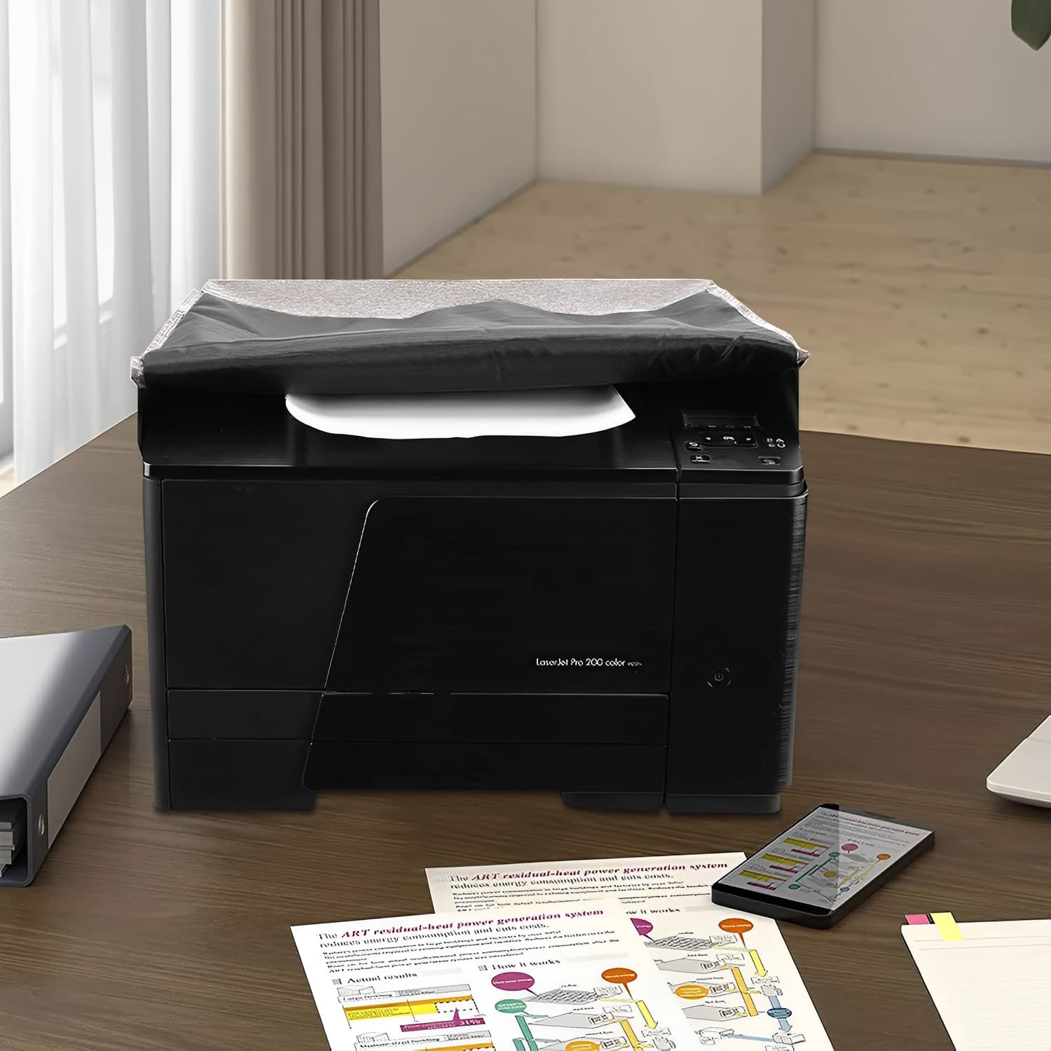 Kingshion Printer Dust Cover Compatible with Brother printers, HP printers, Printer Dust Cover for Brother MFC-L2710DN/L2750DW and HP CP-L2530DW/L2550DN - Light grey - 5