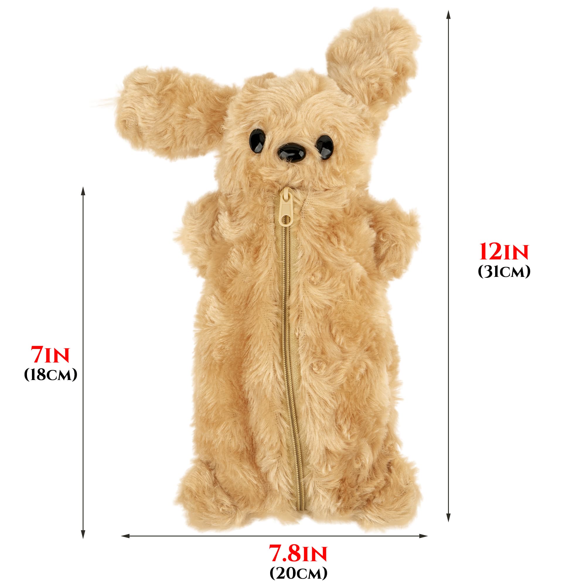 JANKINGS Teddy Pencil Pouch, Cute Teddy Zipper Pencil Pouch, Plush Animal Pencil Case Bag for Office Classroom Supplies - 1