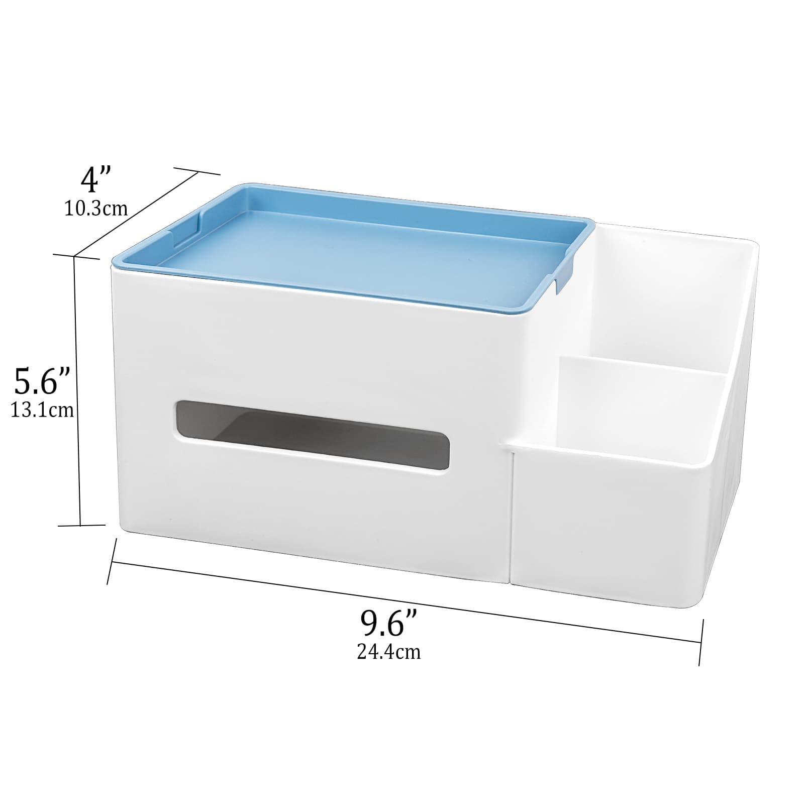 JANKOW Multi-Functional Tissue Box Holder, Organizer Paper Towel Holder, Multi-Functional Tissue Remote Control Holder for Living Room Vanity Night Stand Table Countertop Office (Blue) - 2