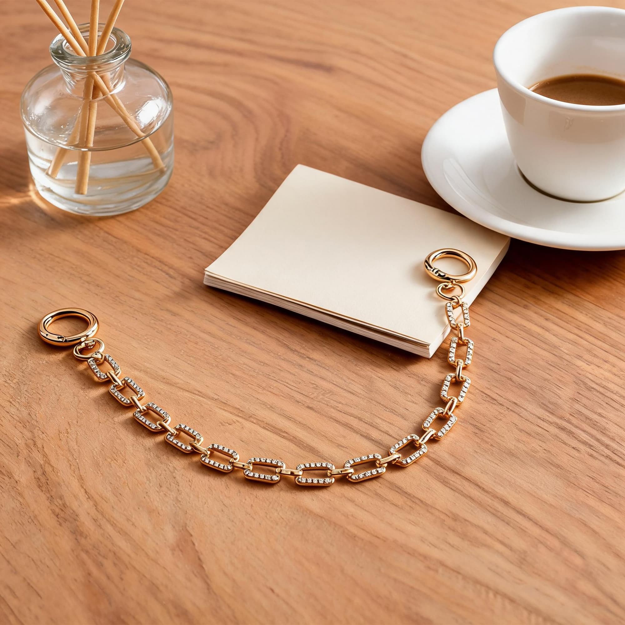 ReignSword Bag Accessory Chain for Women, Brilliant Zircon Square Link Purse Extender, Handbag Decor Strap for Wedding Evening Party (Gold, 12.2 Inch) - 6