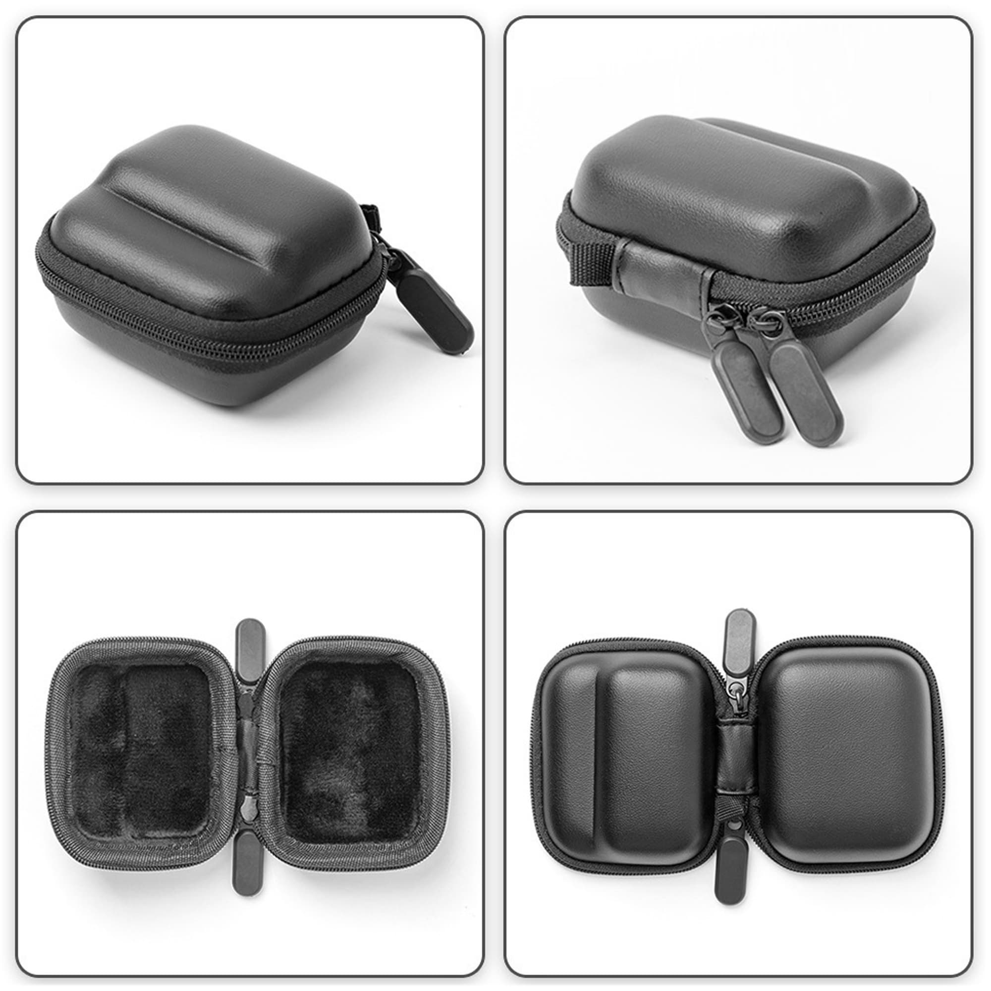 RidingRush 360 GO 3 / GO 3S Hard Shell Protective Case for Insta, Compact PU Travel Case with Zipper and Carabiner, Black - 8