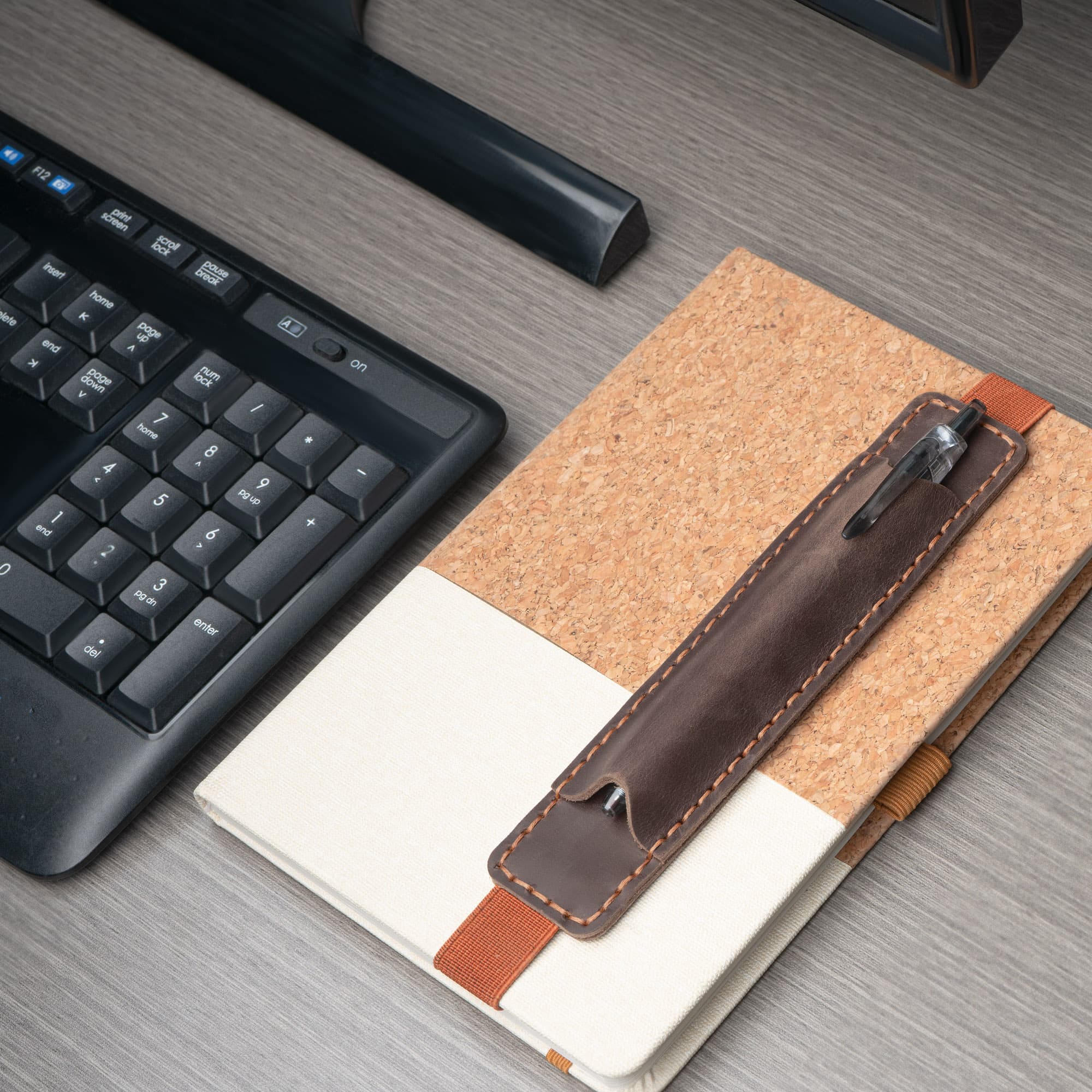 JANKINGS Crazy Horse Leather Elastic Pen Holder for Notebook, Coffee – Genuine Leather Journal Band Pen Pouch, Fits Most A5/A6/Travelers Notebooks, 1-Pack - 3
