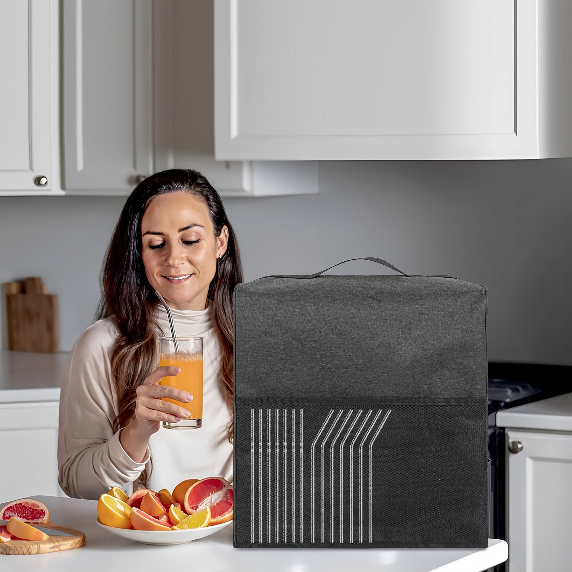 Juicer Cover, Waterproof and Dustproof  Protective Cover Compatible with Ninja JC151 and  Ninja NeverClog Cold Press Juicer, 12.6 "L x 7.9 "W x 15.7 "H - Dark grey - 5