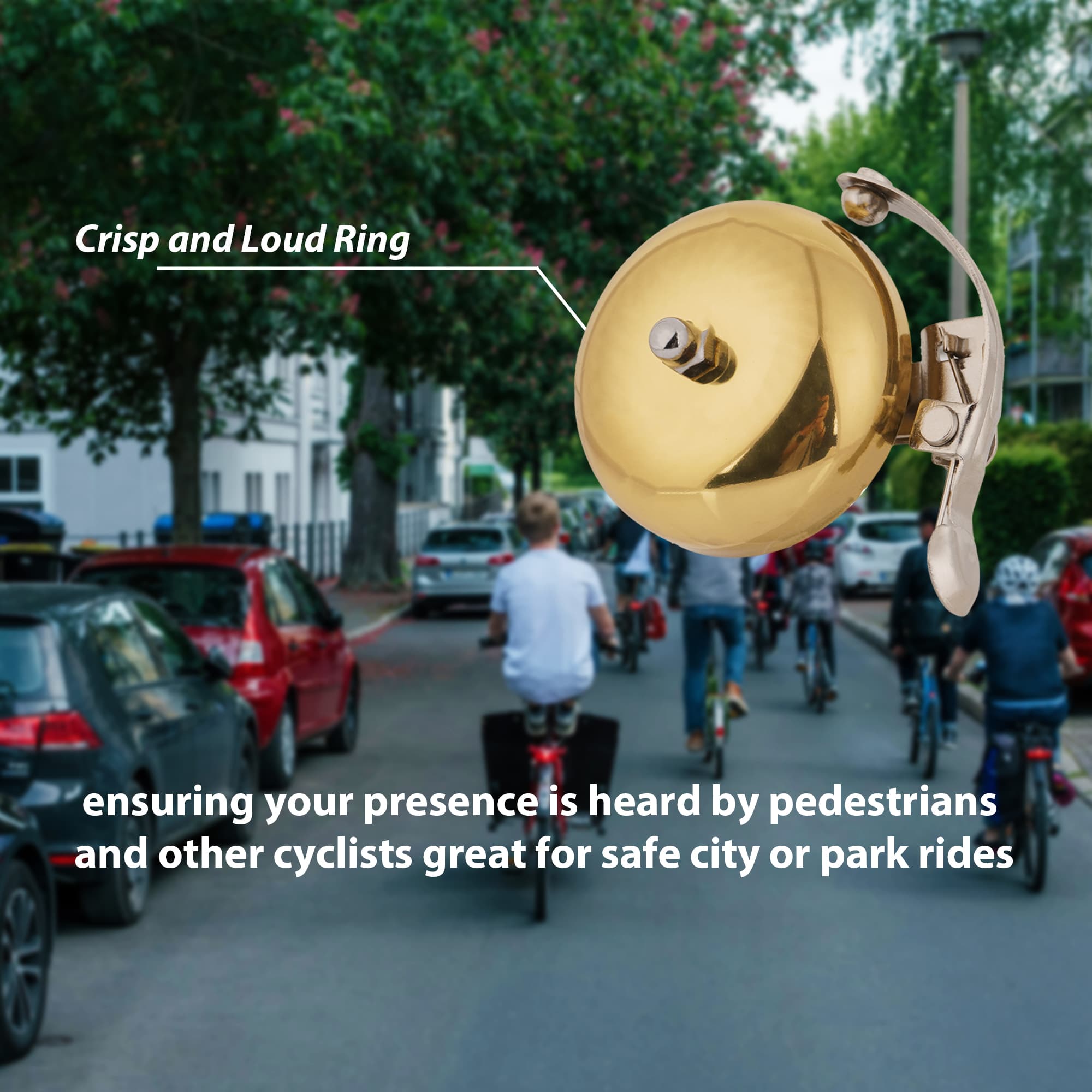 RidingRush Bicycle Bell for Adult Bikes, Brass Bike Bell Loud & Clear Sound Bicycle Bell for Adults & Kids Classic Design, Easy Installation Fits Mountain, Road, Folding Bikes and Scooters - 3