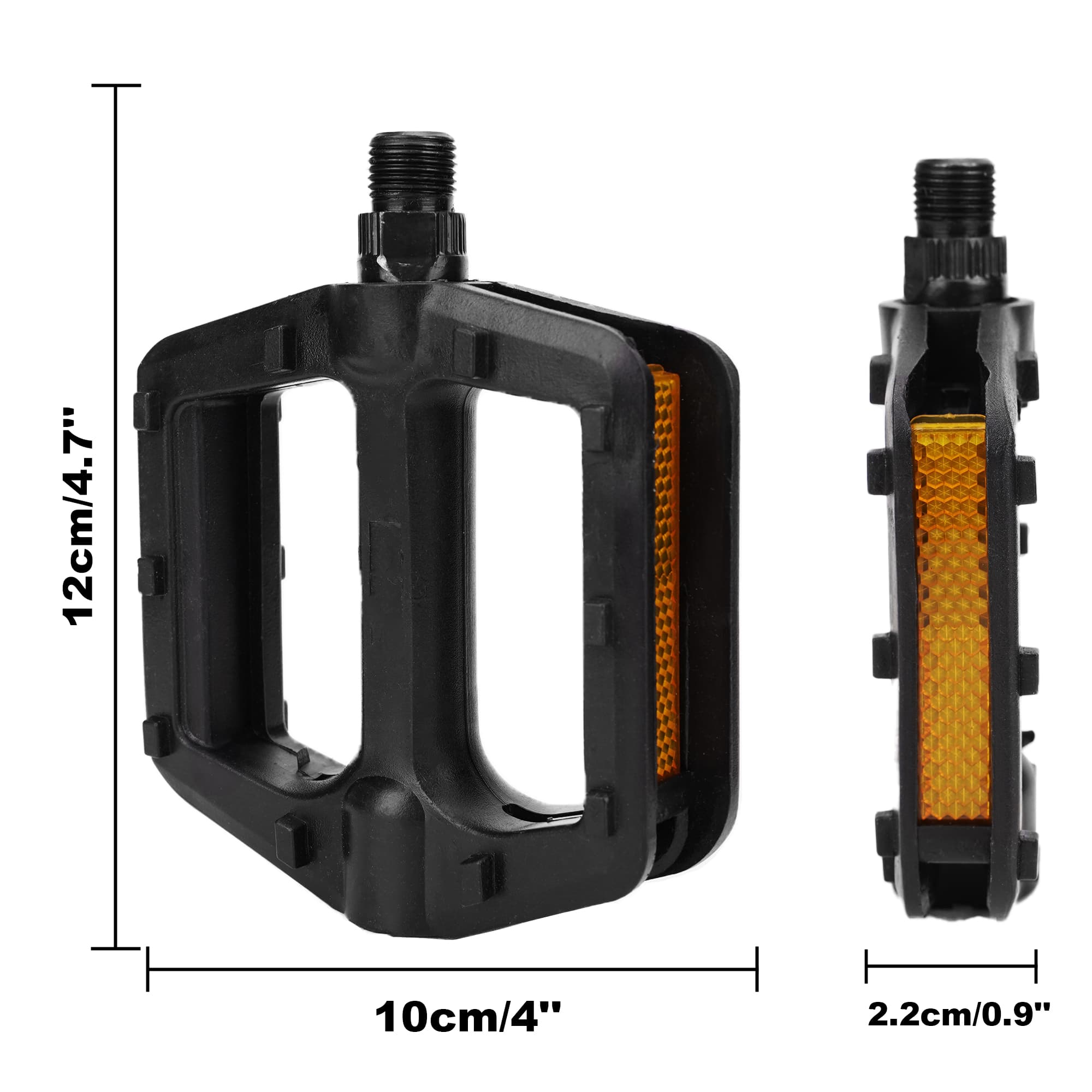 RidingRush Bike Pedals – 9/16" Platform Pedals with Reflectors for Mountain, Road, BMX, and Ebike – Anti-Slip Bicycle Pedals for Adults - 3