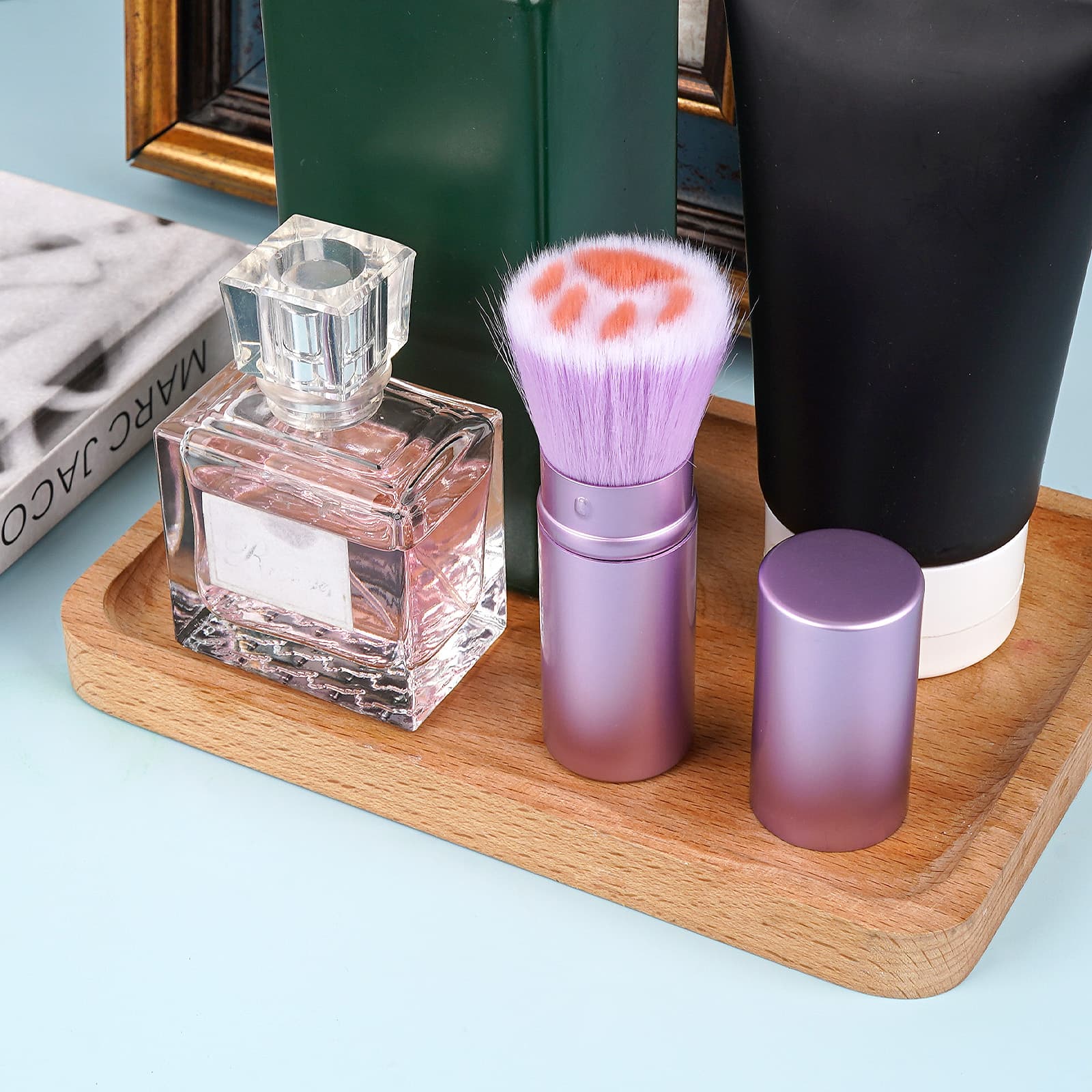 JANKOW Cat Paw Makeup Brush, Telescopic Powder Brush, Travel Blush Brush for Face Powder Blush Shadows Contour Makeup (1 Pcs Purple) - 5