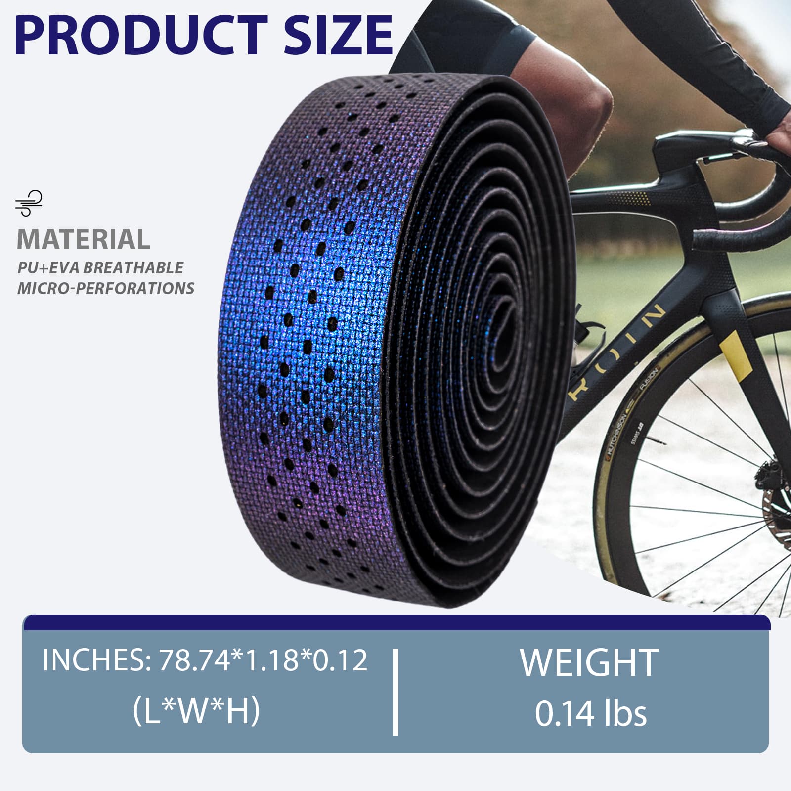 RidingRush EVA Bicycle Handlebar Tape, Bike Grip Tape, Gradient Bar Tape for Road & Gravel Bikes, Non-Slip, Shock Absorbing, Comfortable Grip,  Easy to Install - 6