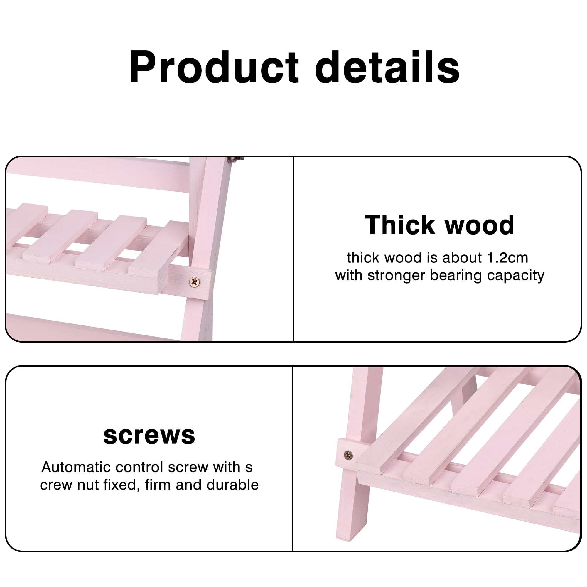 JANKOW Wood Plant Stand, Indoor Outdoor 2 Tiers Flower Stands, Planter Shelf Racks, Flowerpot Holder for Plant Display - 2