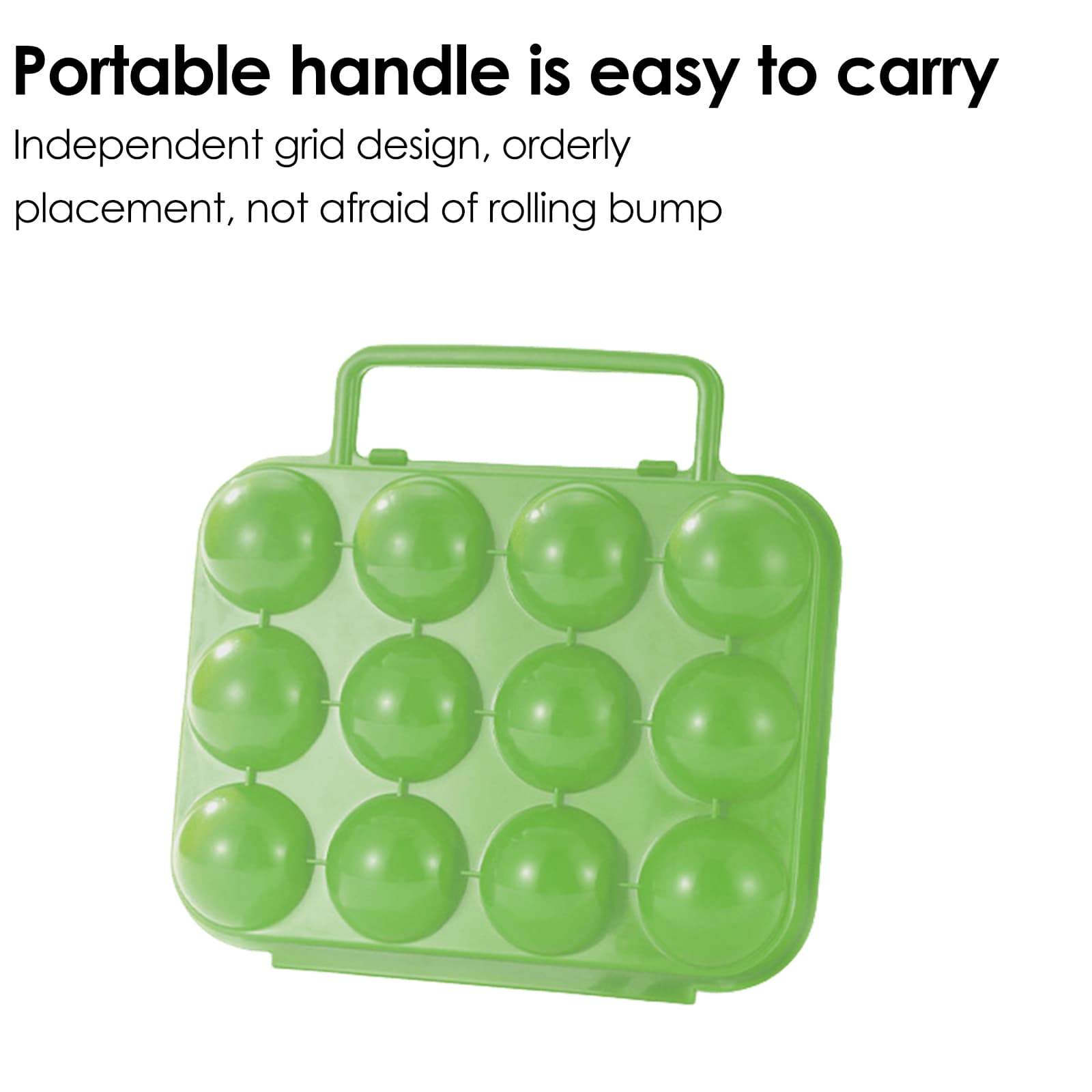 JANKOW 2 PCs Portable Egg  Carrier with Handle, 24 Grids Camping Holder for Eggs, Portable Container for Travel, Outdoor Hiking, Picnic(Green and Blue) Gift: 2 x Flowers - 6
