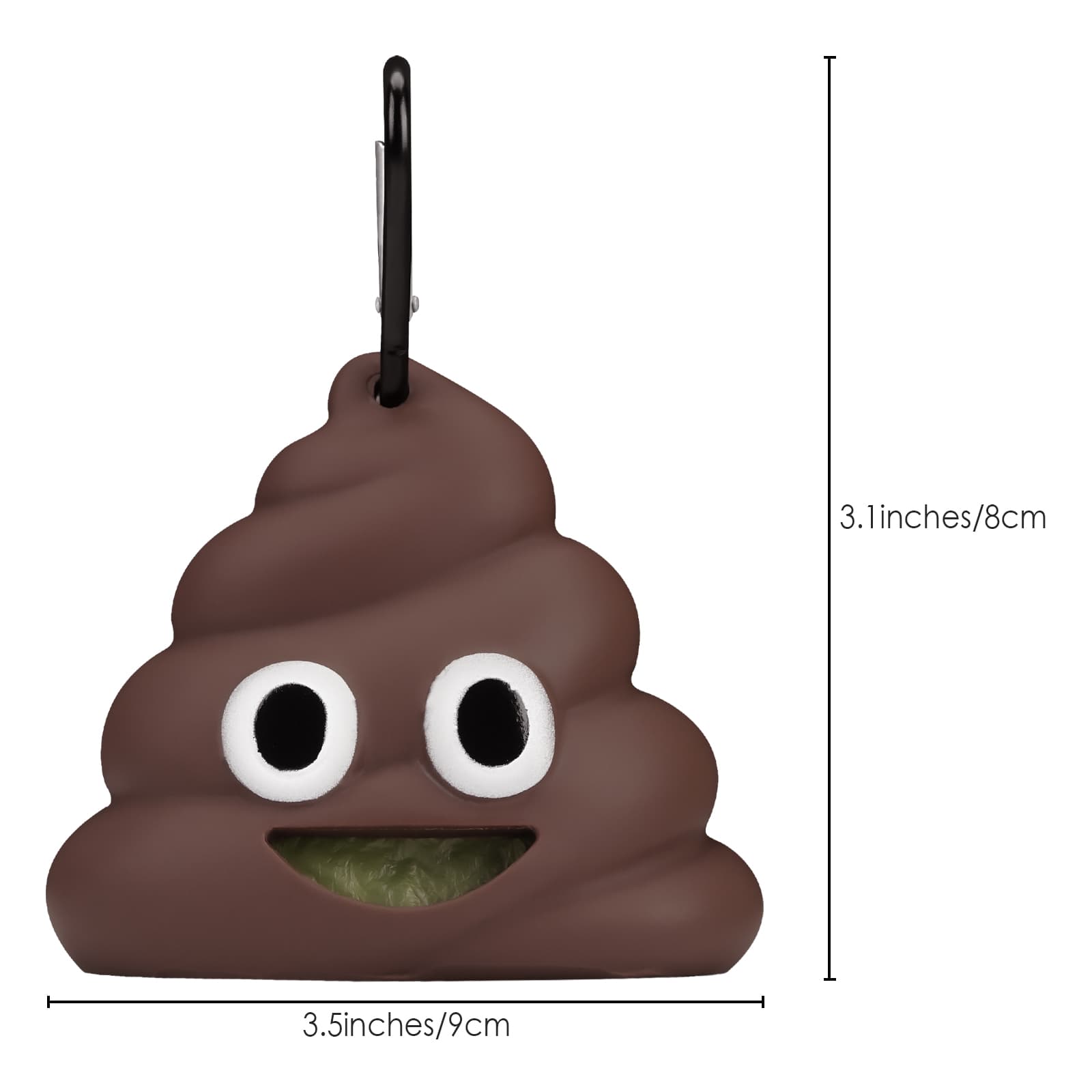 JANKOW Emoji Dog Poop Bag, Cute Dog Poop Bag Holder, with mountaineering clip, suitable for travel, walking, park and outdoor dog walking Bin bag dispenser (1 pcs) - 1
