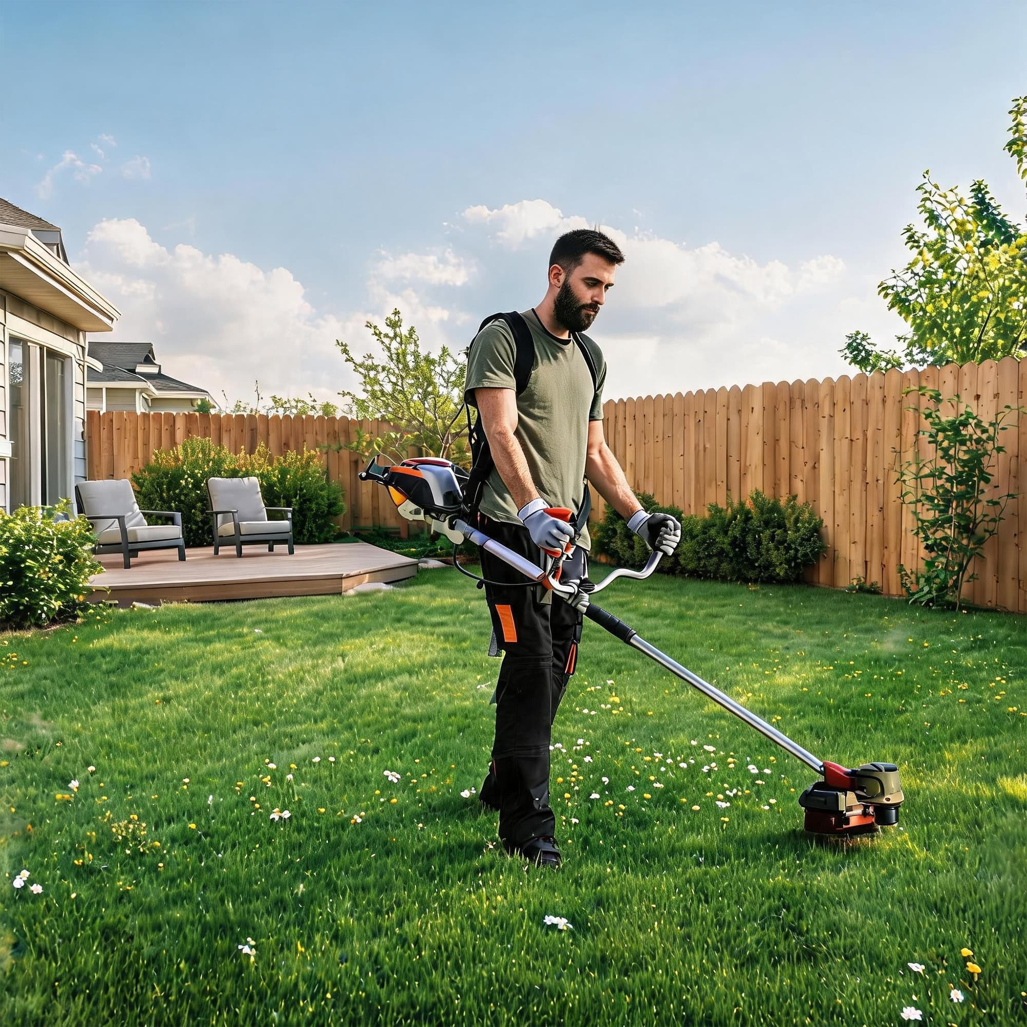 ReignSword Adjustable String Trimmer Shoulder Strap, Universal Polyester Weed Eater Harness with Metal Clamp & Padded Pad, 23.6-35 Inch Length, Black - 4