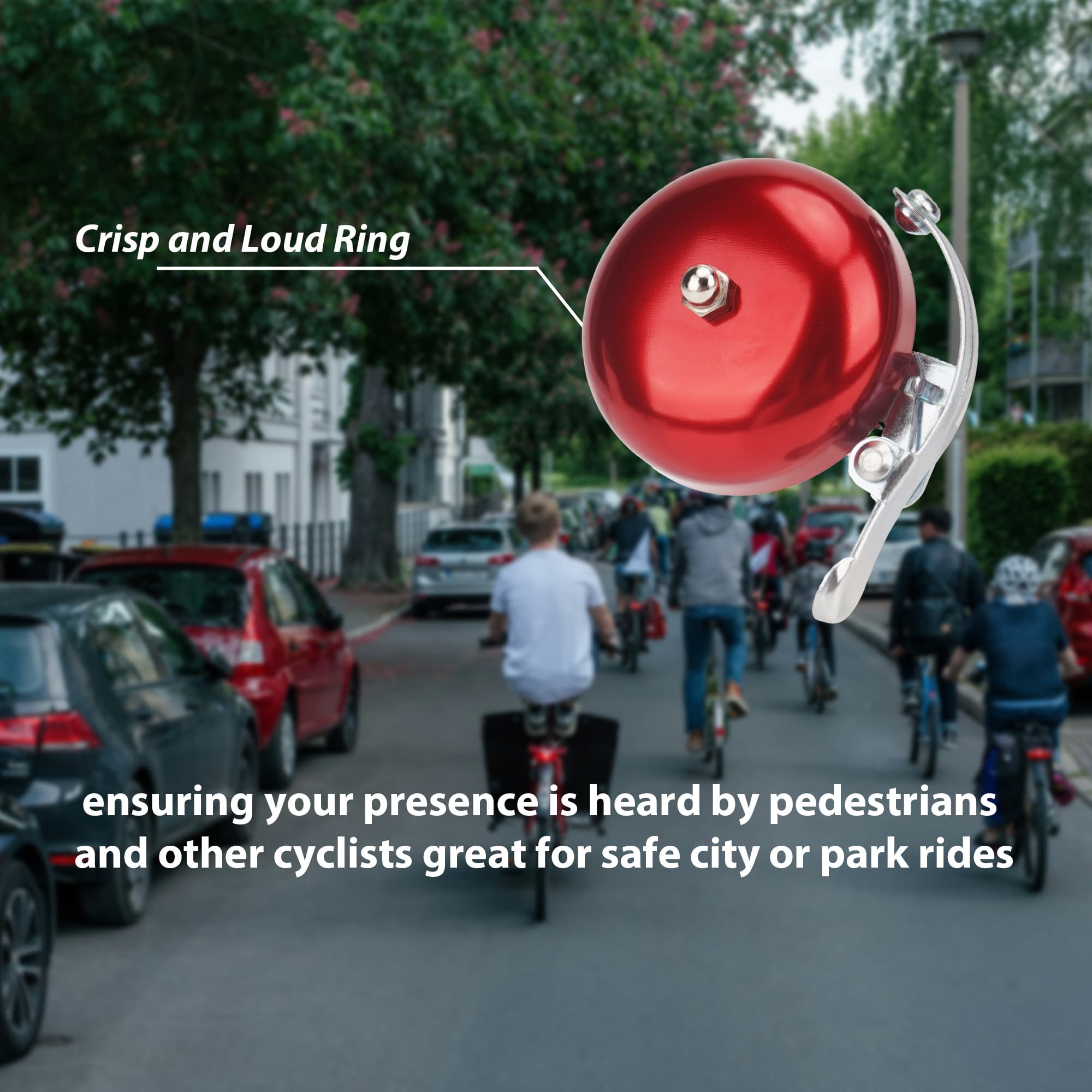RidingRush Bike Bell for Adults – Loud and Clear Sound, Classic Metal Design, Easy to Install, Ideal for Mountain Bikes, Road Bikes, and Scooters ( Red ) - 5