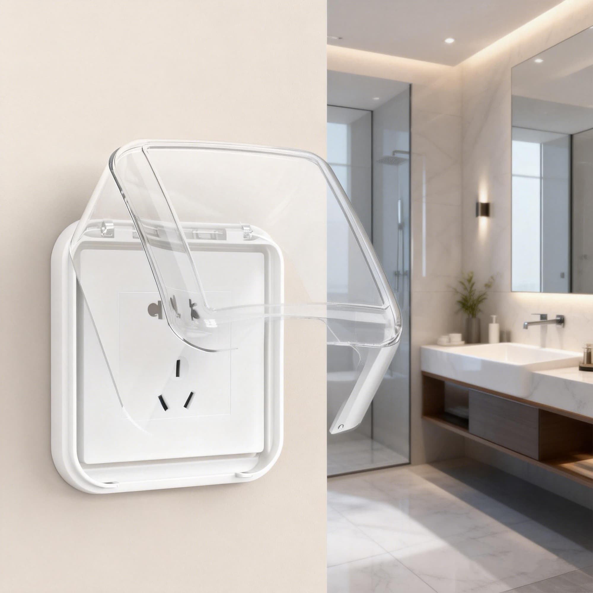 ReignSword Weatherproof Outside Outlet Cover, Outdoor Large Plug and Receptacle Protector, Plastic Wall Socket Plug Protector for Bathroom, Kitchen, Balcony (Clear) - 5