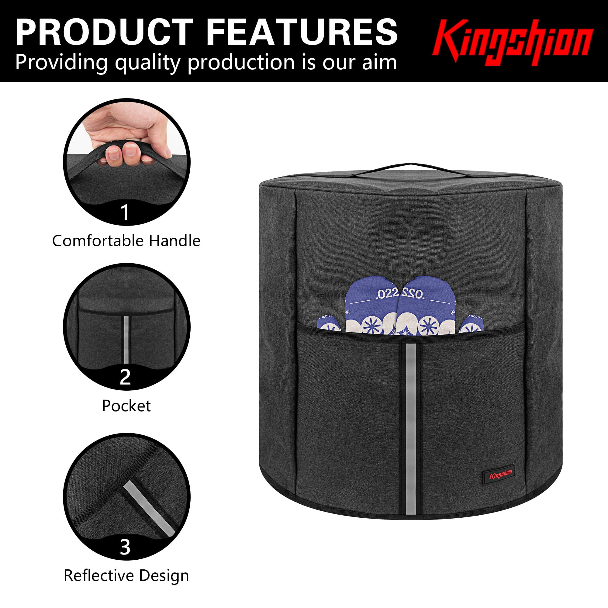 Foodi Multi-Cooker Dust Cover with Top Handle & Accessory Pocket - Compatible with ‌Ninja OP300UK/OP500UK, 6L/7.5L Electric Pressure Cookers Protective Cover - Dark Grey - 2