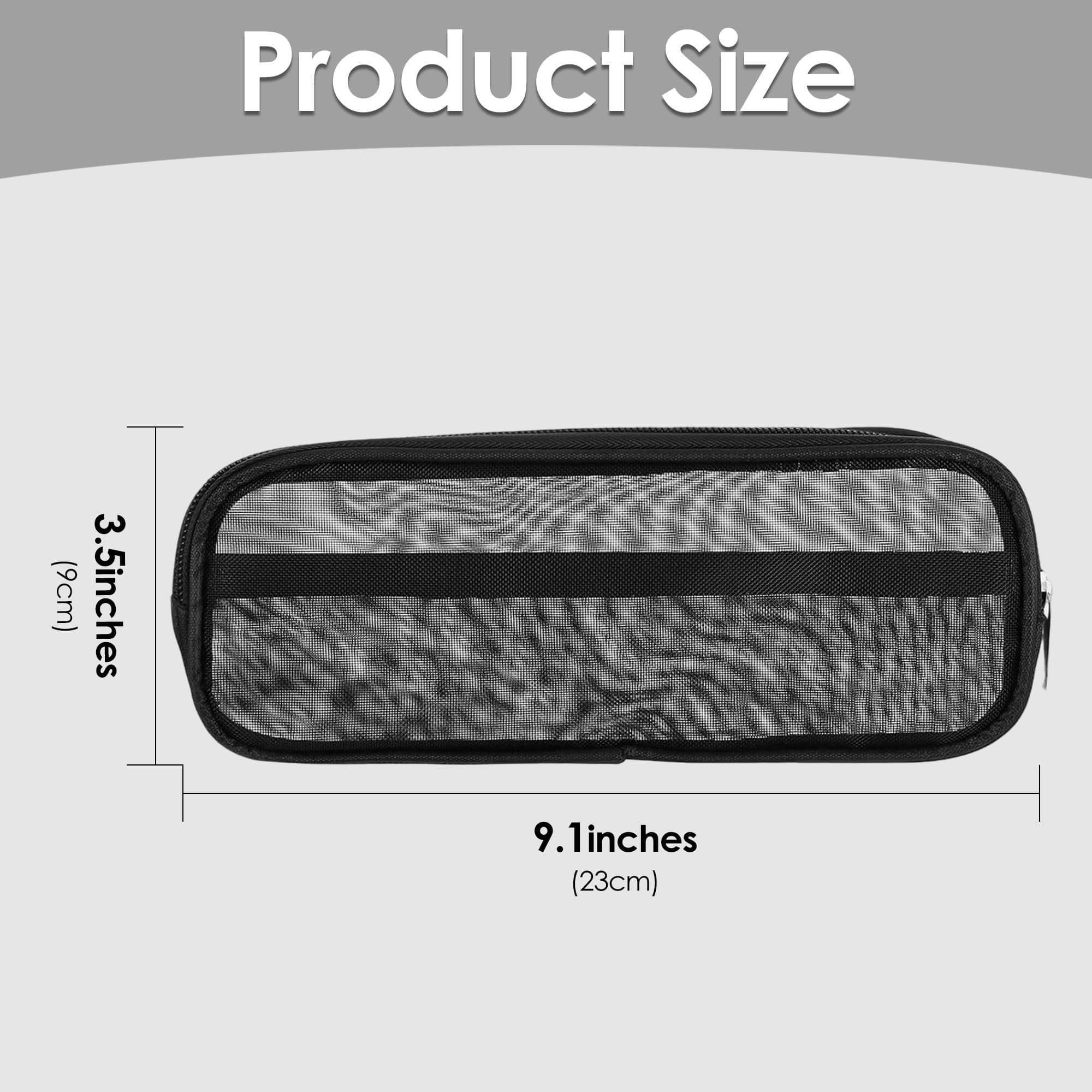 ReignSword 2 Pcs Mesh Makeup Brush Bag with Zipper, Nylon Travel Makeup Brush Holder, Washable Cosmetic Pouch Pencil Case for Travel Essentials (Black) - 1