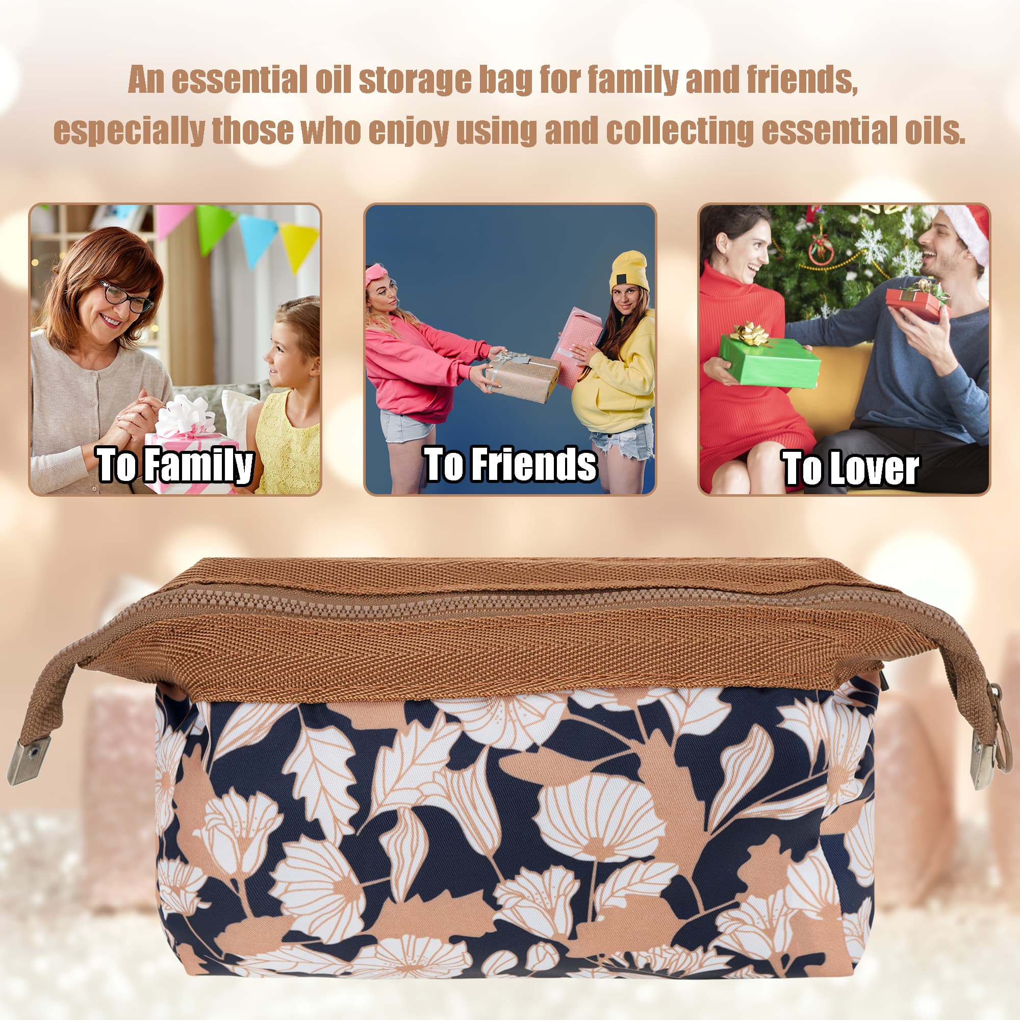 CAIRIAC Essential Oil Carrying Case - Holds 18 Bottles (5mL-20mL, Also Fits for Roller Bottles), Travel Essential Oil Bag for Purse, Portable Organizer for Essential Oils and Accessories - 4