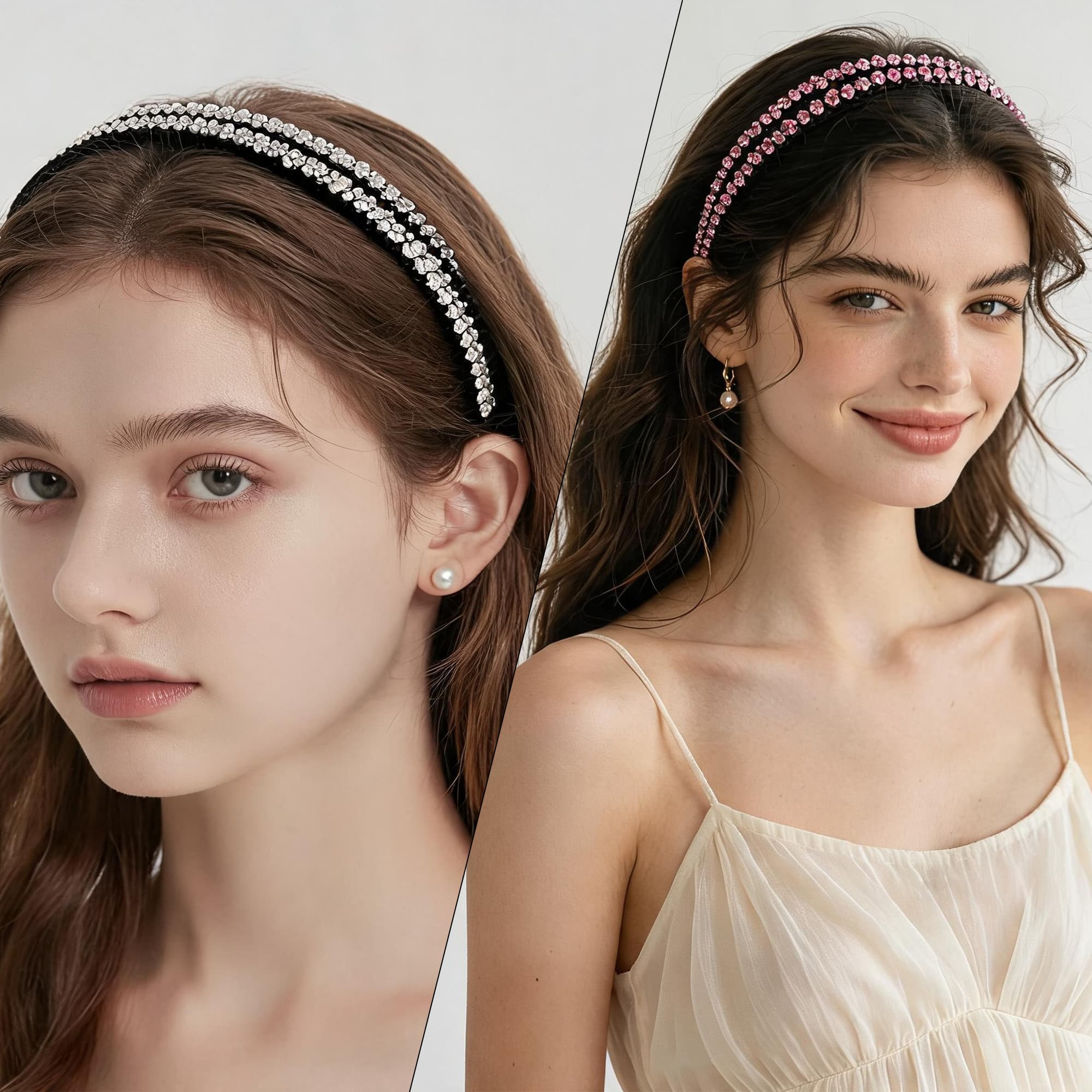 ReignSword Rhinestone Headbands for Women Girls, 4 Pack Sparkly Crystal Padded Hair Hoops, Non-Slip Bling Hair Bands, Fashion Accessories for Wedding Party Prom - 6