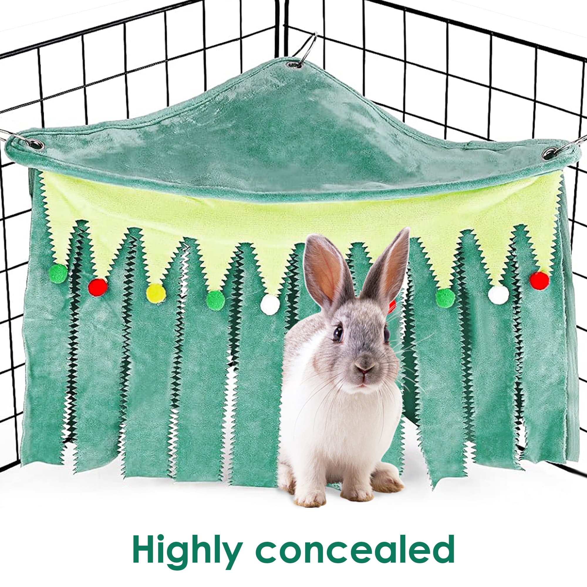 ReignSword Forest Cage Corner Hideout, Pets Corner Hideout for Guinea Pigs, Rabbits, Ferrets, Chinchillas, Gerbils, Hedgehogs (Green) - 4