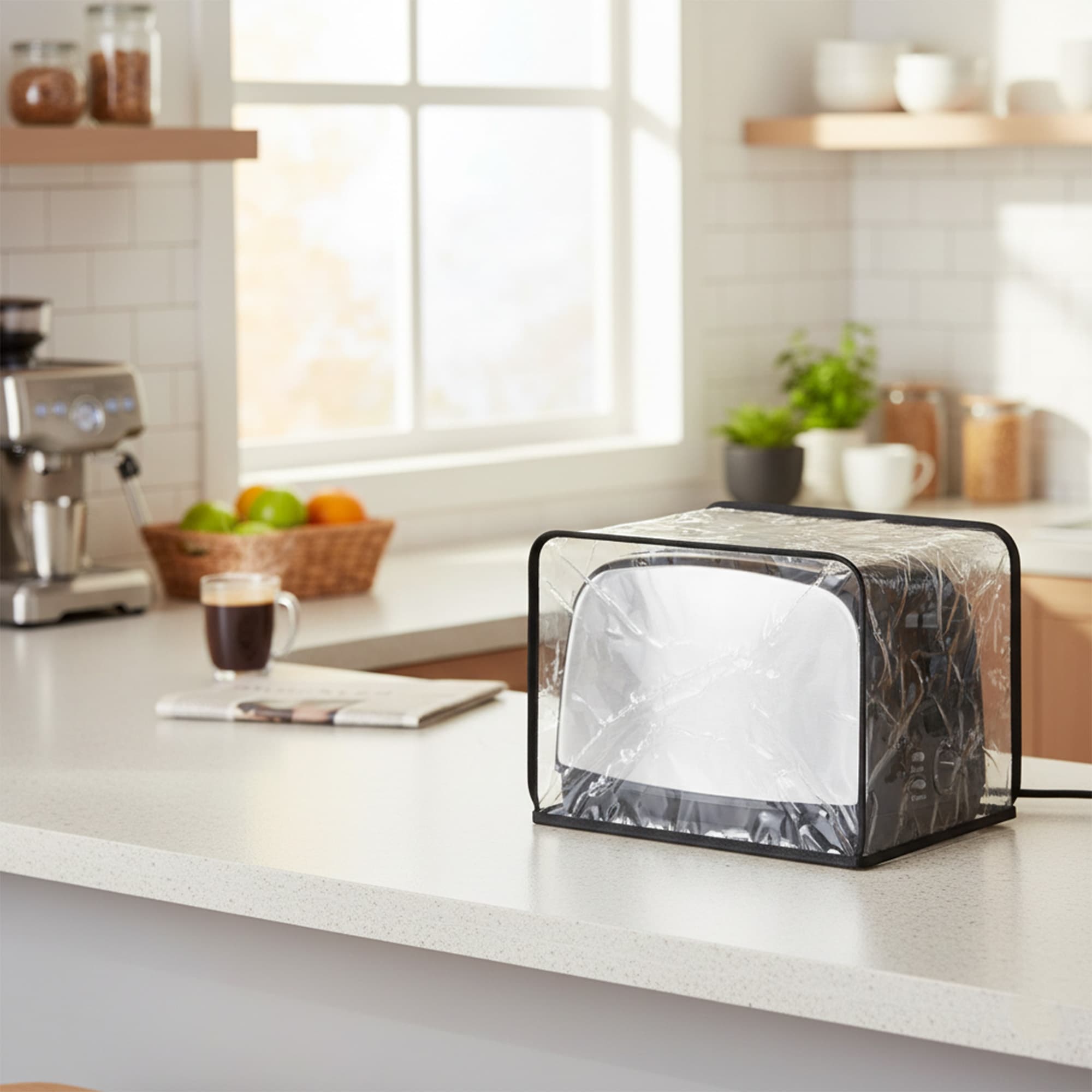 Kingshion Toaster Dust Cover for Most 2-slice Toasters, Dustproof Clear Bread Machine Toaster Oven Cover (Transparent) - 4