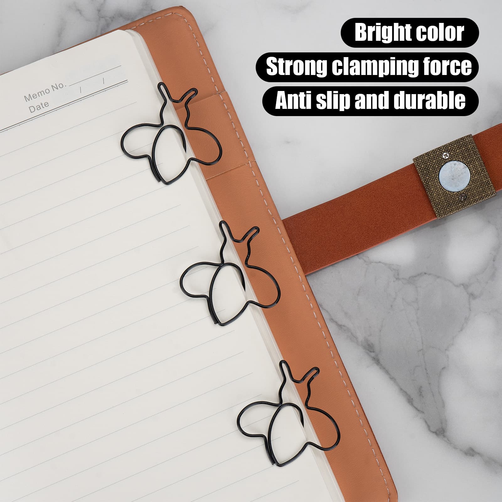 CAIRIAC Creative Bee Paperclips, Paperclips Bookmark Set, Paper Clips Classify Files, Memos Clip, Scrapbooks, Notebooks, Bookmarks, Small Paper Clips Office School Supplies (50Pcs, Black) - 3