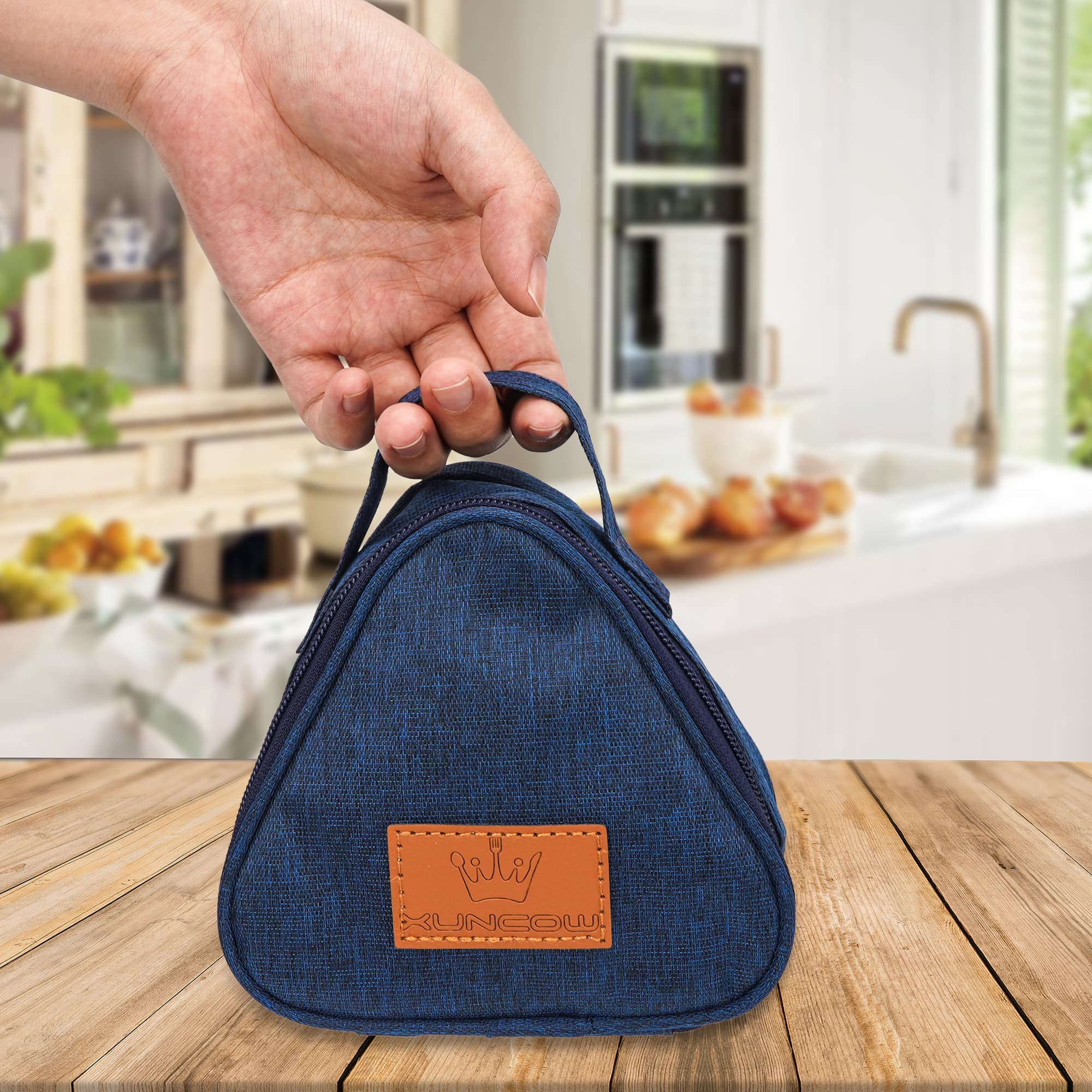 JANKOW Small Reusable Snack Bags Food Breakfast bento bag Small Triangular Rice Ball Lunch Box Bag for Women Sandwich Bag Work Travel Gym Picnic Leakproof Outdoors Game Handbags For Adults (Navy blue) - 3