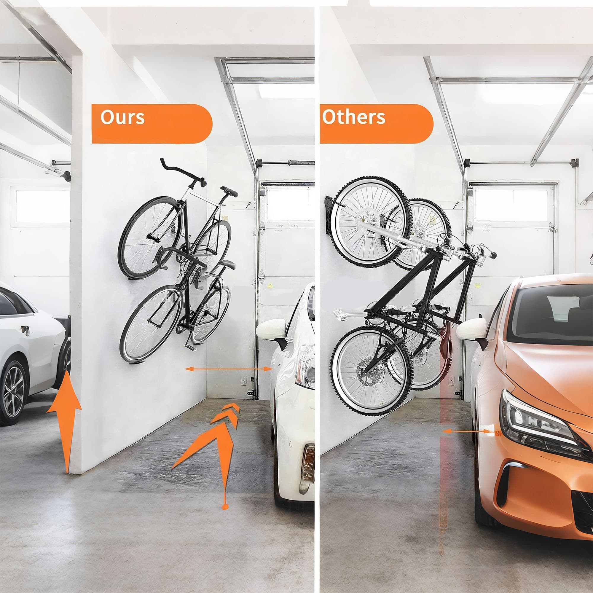 RidingRush Bike Hooks for Garage Wall, Heavy Duty Bicycle Wall Mount Hangers, Space Saving Vertical Bike Storage Racks for Road and Mountain Bikes, Indoor Garage Organization (Black) - 6