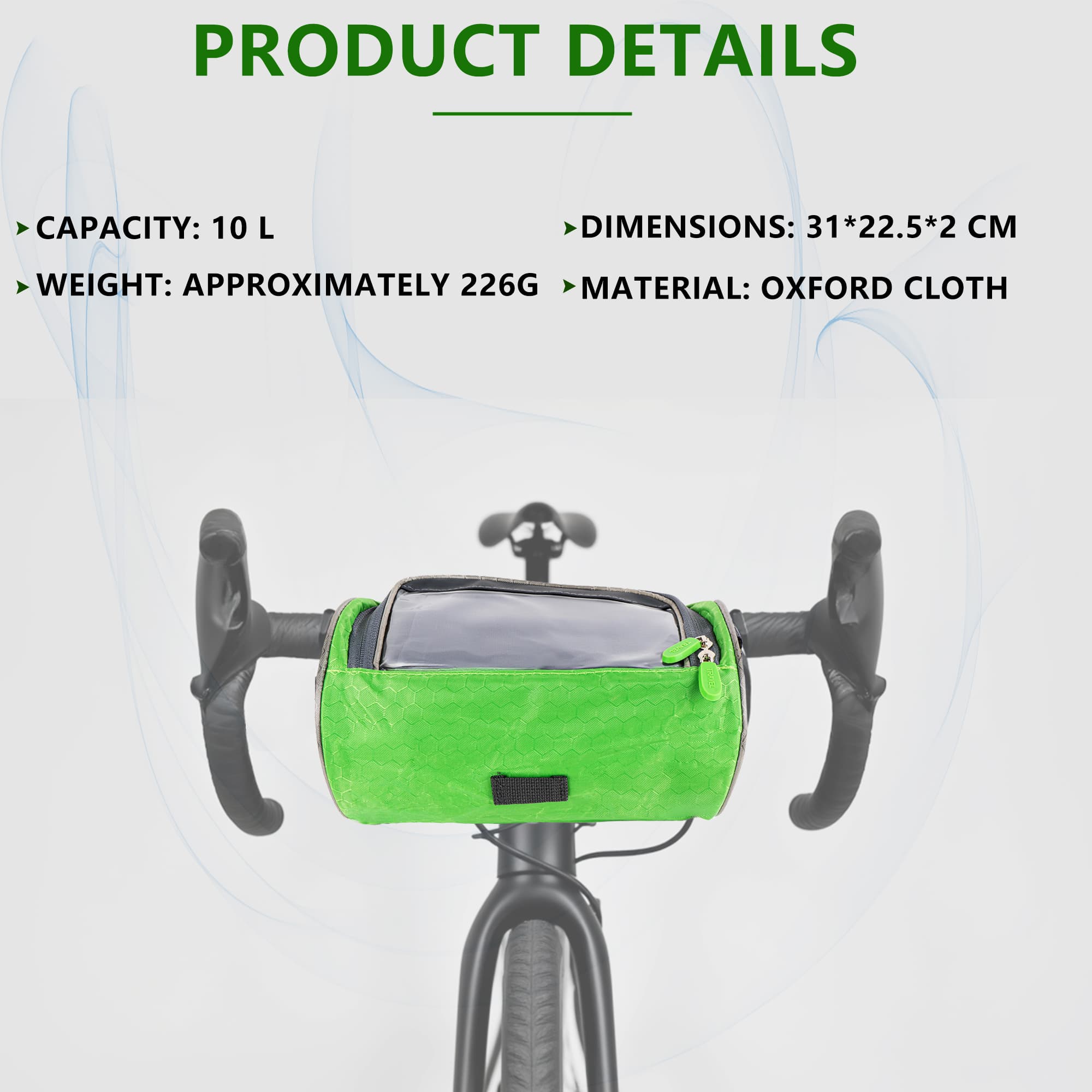 RidingRush Bike Handlebar Bag with Touchscreen, Waterproof Bicycle Front Bag for Phone Storage, Compact Handlebar Pouch for Road, Mountain & Electric Bikes - 1