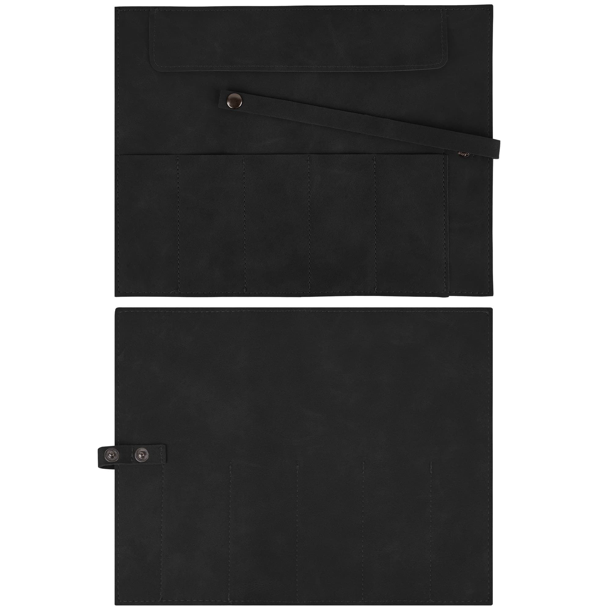 ReignSword Vegan Leather Watch Band Storage Case, Waterproof Watch Strap Roll Organizer with 5 Slots, Travel Accessories Pouch Compatible with Apple/Garmin/Samsung Watch Bands (Black) - 5