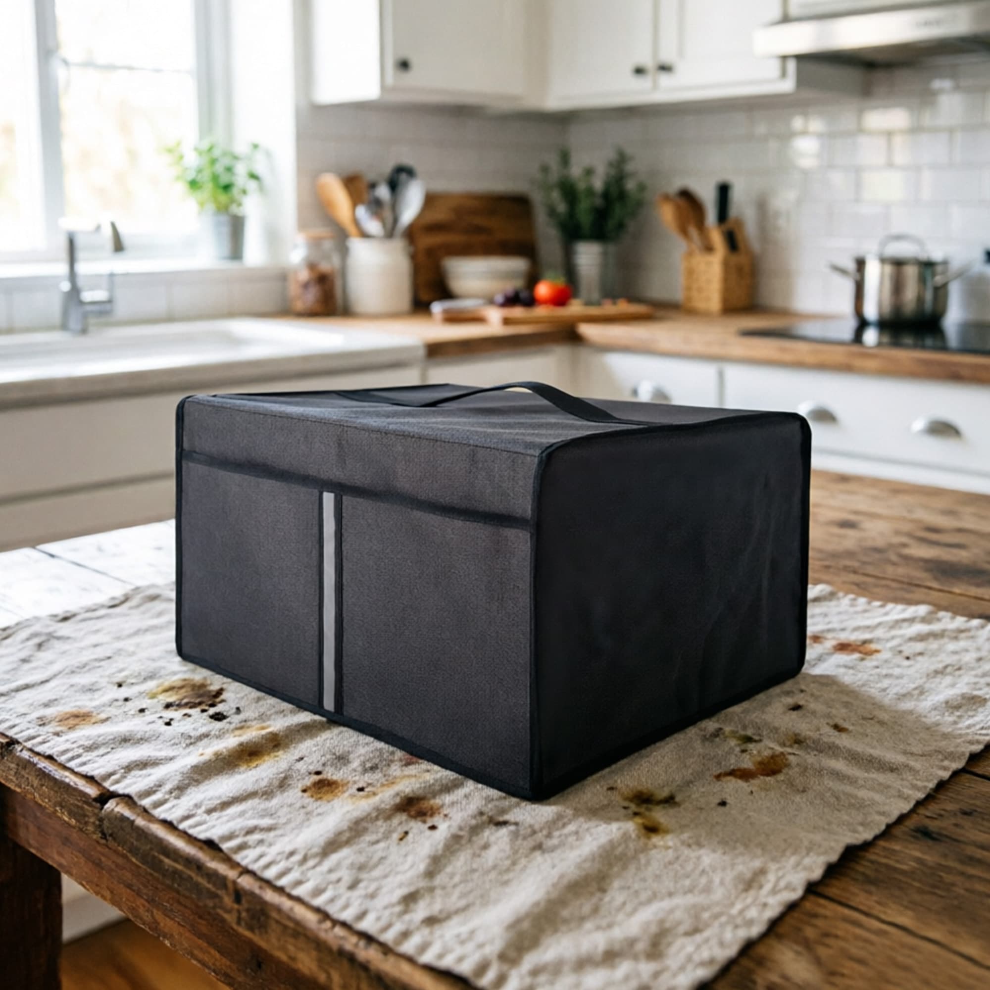 Pizza Rotating Oven Cover, Heavy Duty Fabric Dust Cover Compatible with Presto 03430 Pizzazz Plus Rotating Oven, Easy to Clean & Storage - Dark Gray - 5
