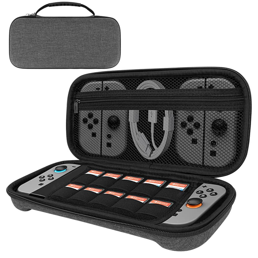 Carrying Case for Switch 2 (2025) - Hard Shell Travel Case with 10 Game Card Slots & Accessory Pocket, Protective Storage Bag for Switch 2 Console - Dark Grey