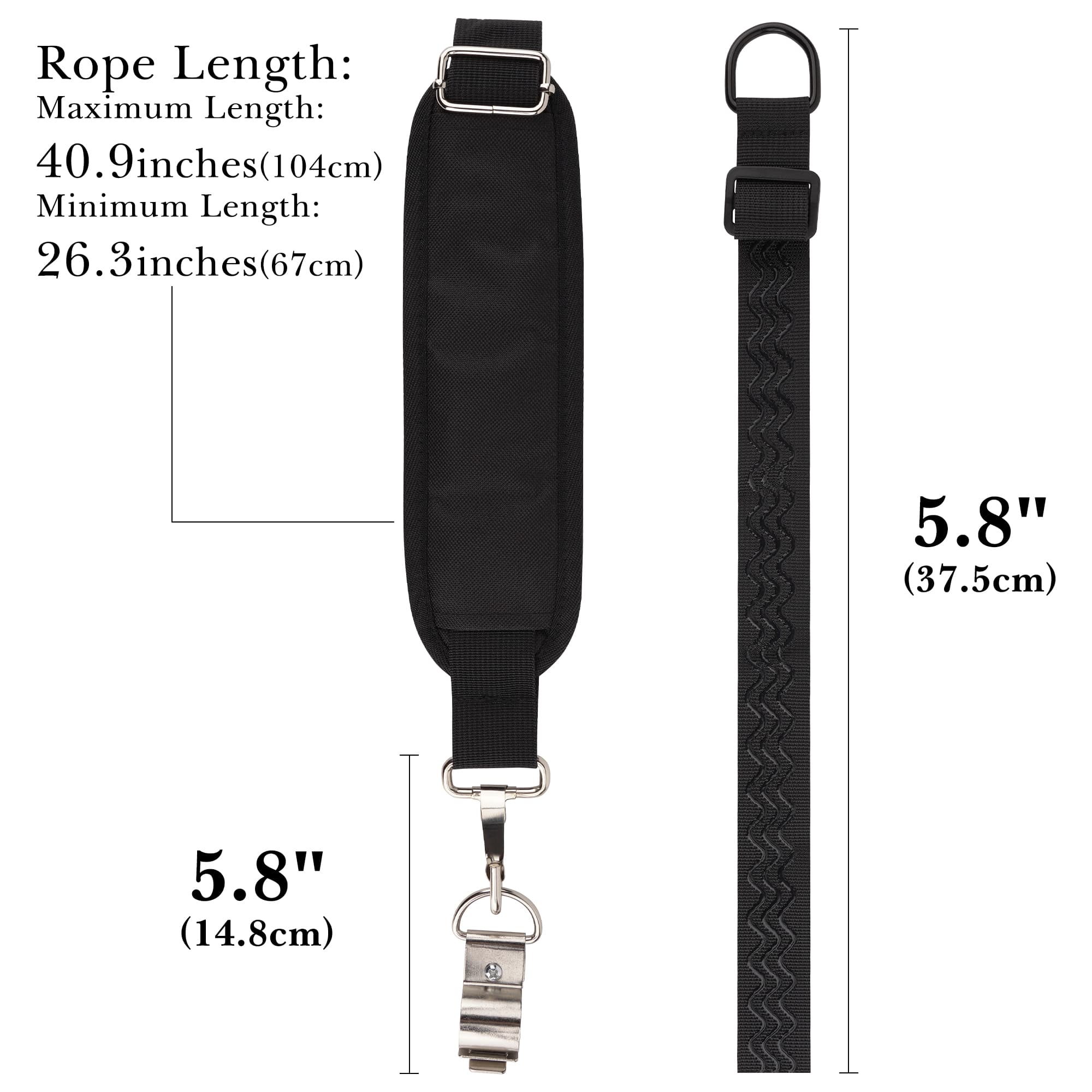 ReignSword Adjustable String Trimmer Shoulder Strap, Universal Polyester Weed Eater Harness with Metal Clamp & Padded Pad, 23.6-35 Inch Length, Black - 2