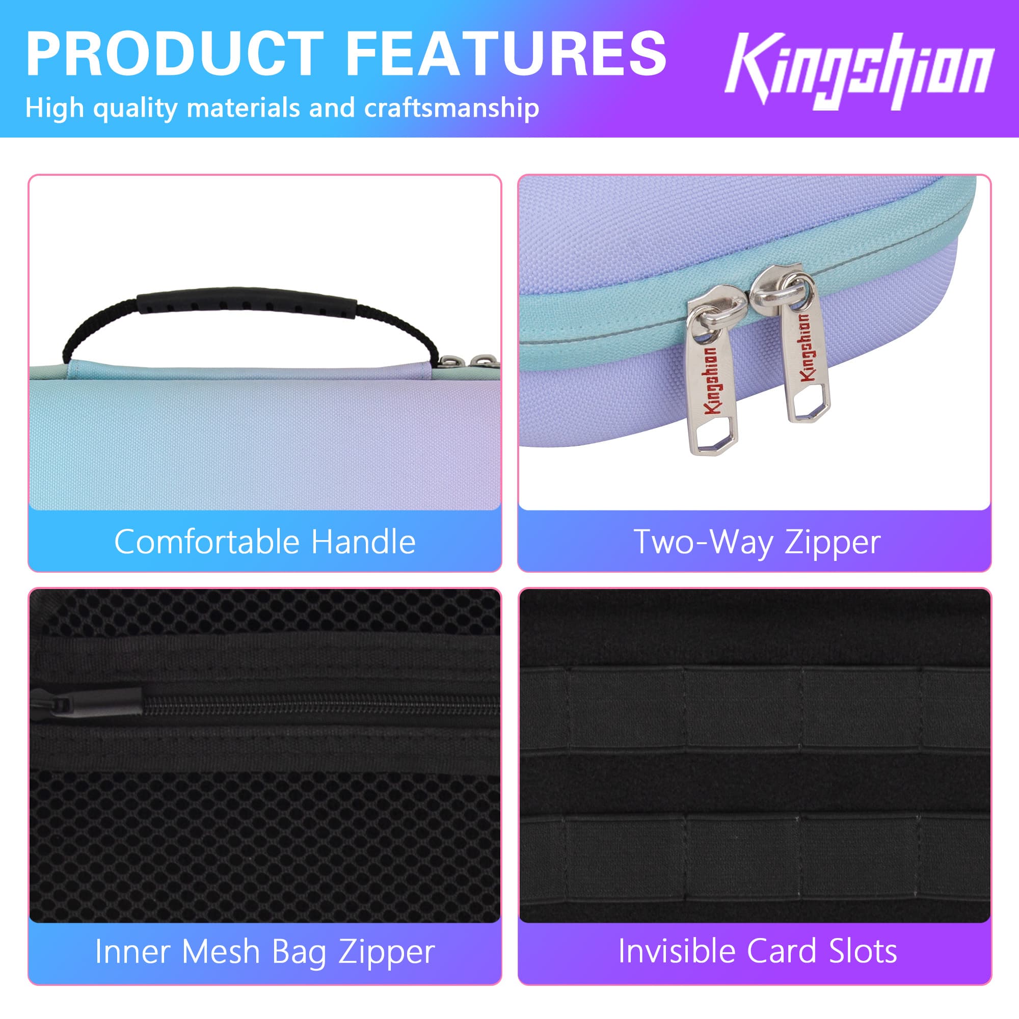 Carrying Case for Switch 2 (2025) - Hard Shell Travel Case with 10 Game Card Slots & Accessory Pocket, Protective Storage Bag for Switch 2 Console - Purple Blue - 2