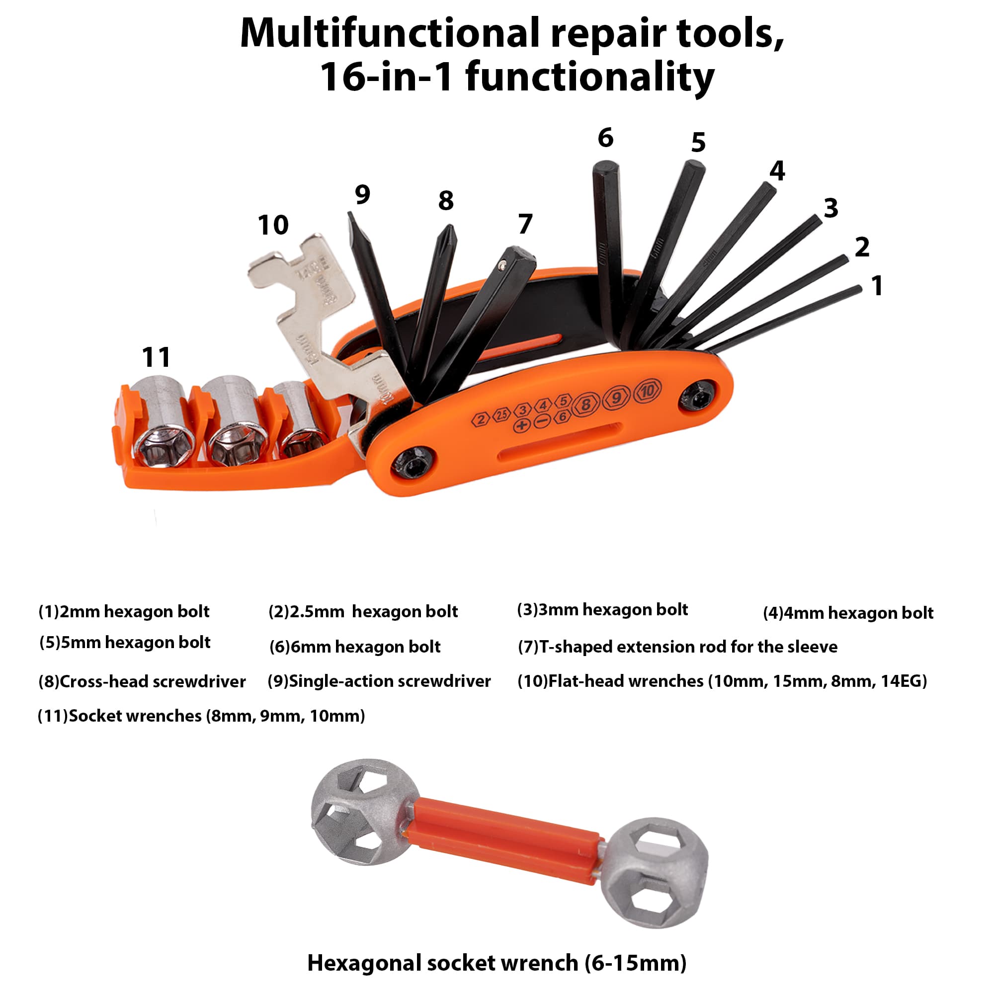 RidingRush Emergency Bike Repair Kit with 120 PSI Mini Pump, 16-in-1 Bicycle Multi Tool, Tire Levers, Glueless Patches & Portable Saddle Bag for MTB and Road Bikes - 2