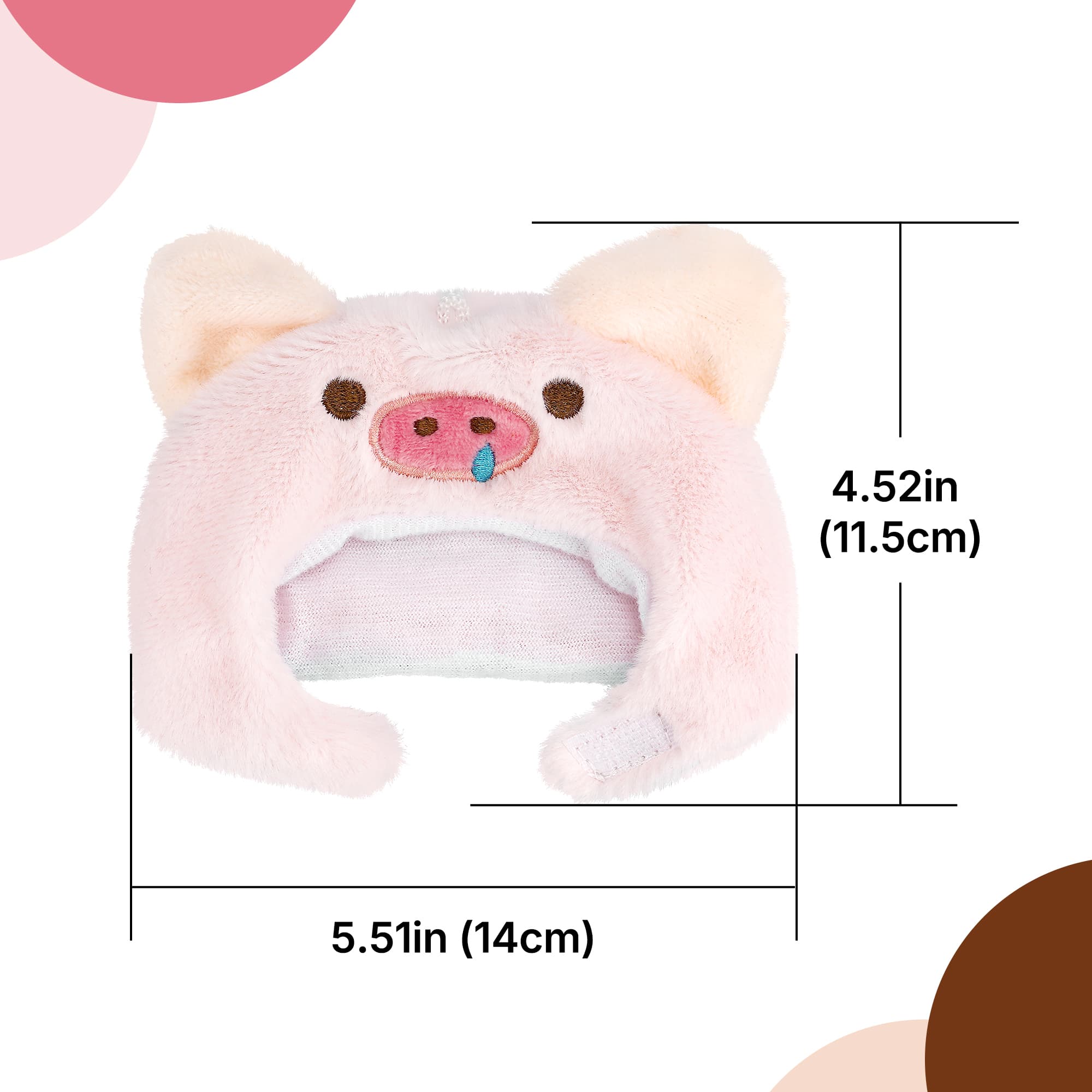 ReignSword Pink Pig Plush Hat Compatible with Eilik Robot, Animal Headwear Set with Soft Fur, Wearable Dressing Costume Accessories, Decorative Robot Headgear Parts - 1