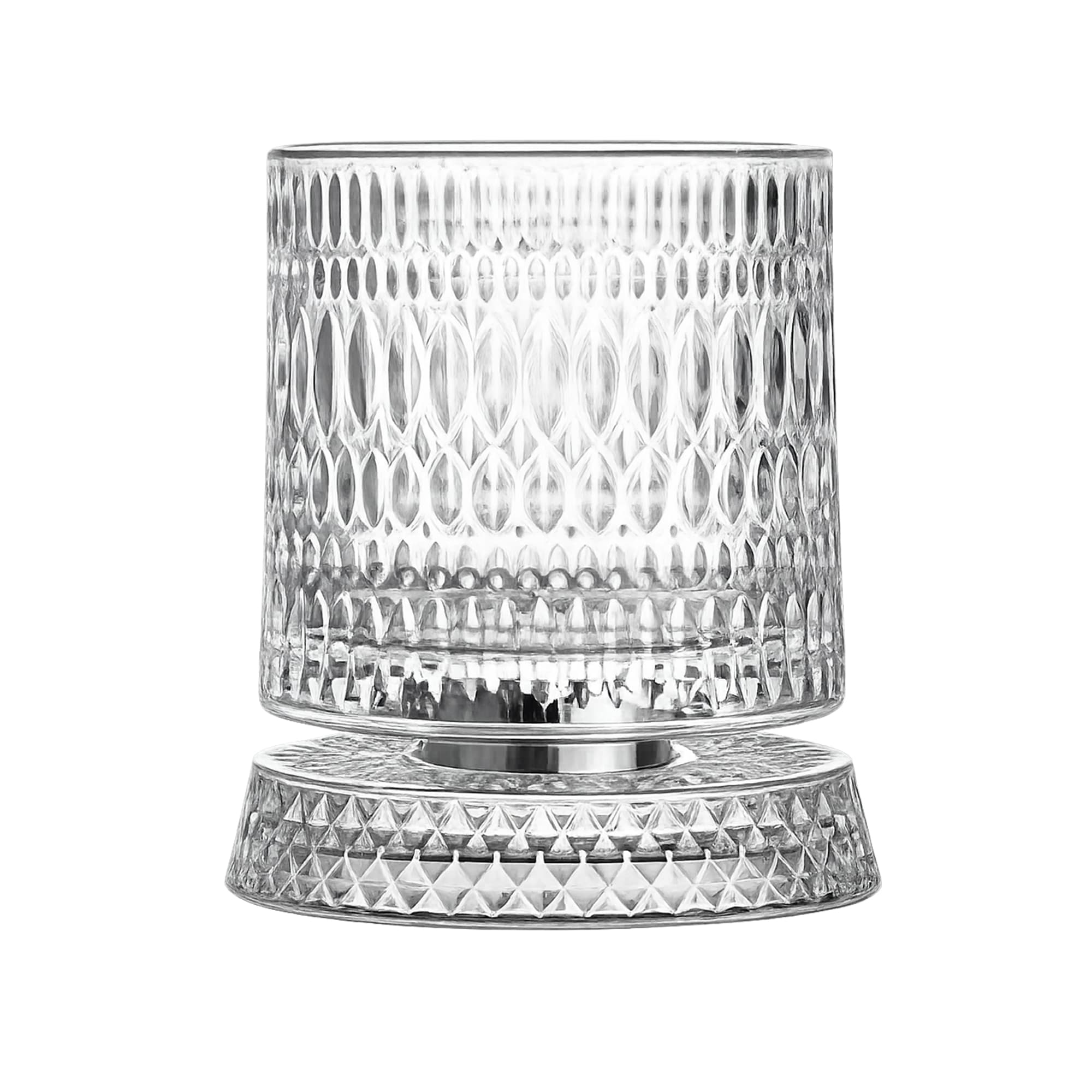 ReignSword Rotating Crystal Whiskey Glass Set, 9oz Spinning Old Fashioned Tumbler with Engraved Design, Stress Relief Cocktail Cup for Men Home Bar (Teardrop) - 1