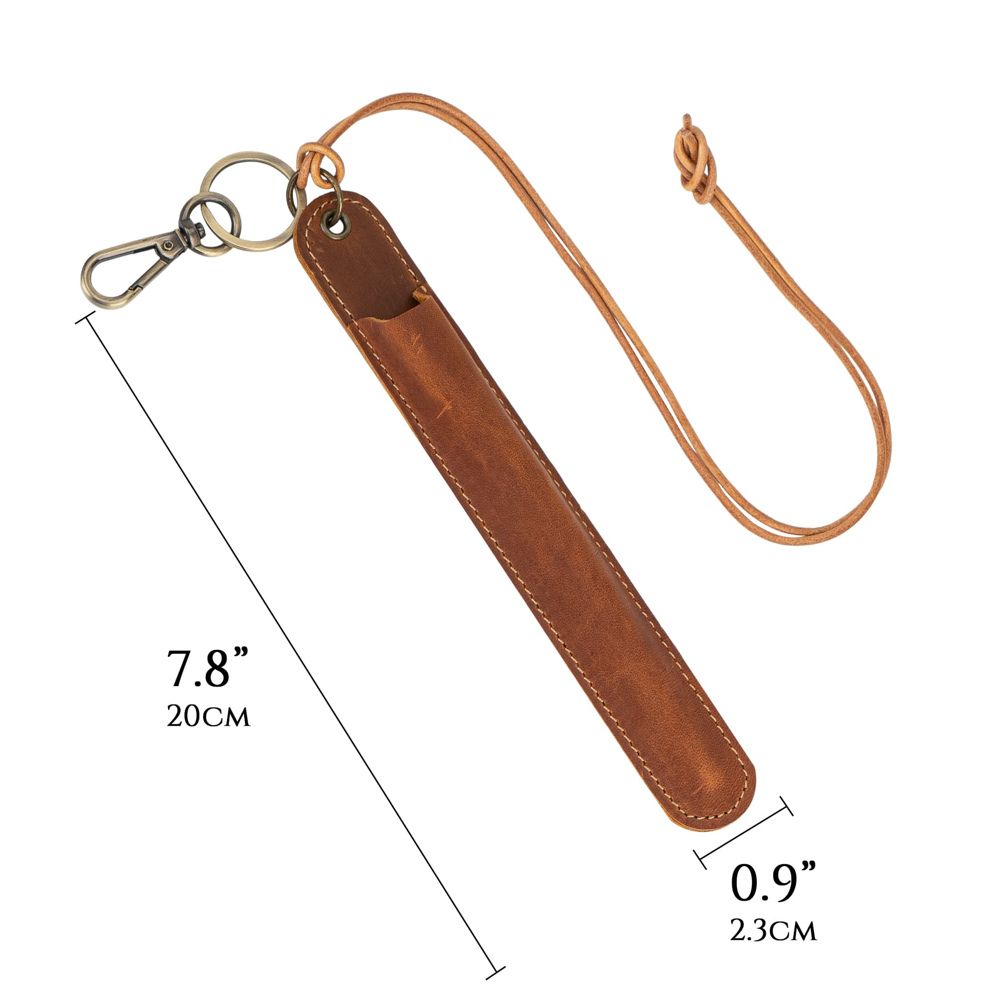 JANKOW Leather Pen Case Holder Handmade, Leather Pens Cases Holder, for Single Genuine Leathers Single Pens Case, Neck Hanging Organizer Fountain Pen(1Pcs Brown) - 1