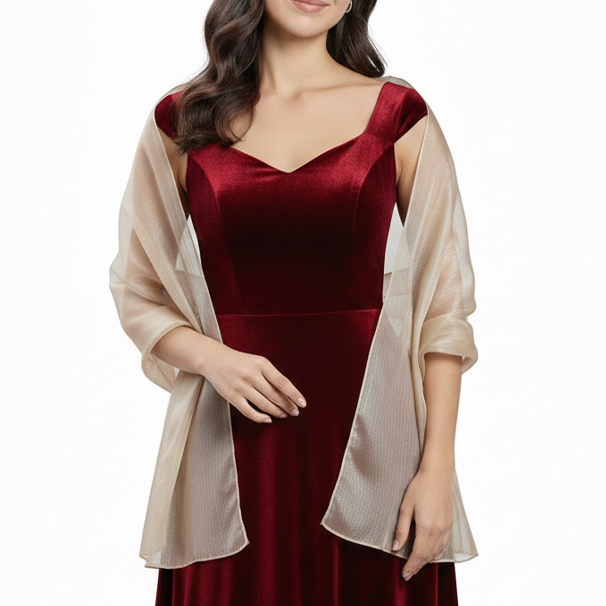 ReignSword Elegant Shawls and Wraps for Evening Dresses, Soft Party Long Scarf, Dressy Shawls for Bridal Weddings (Beige) - 4